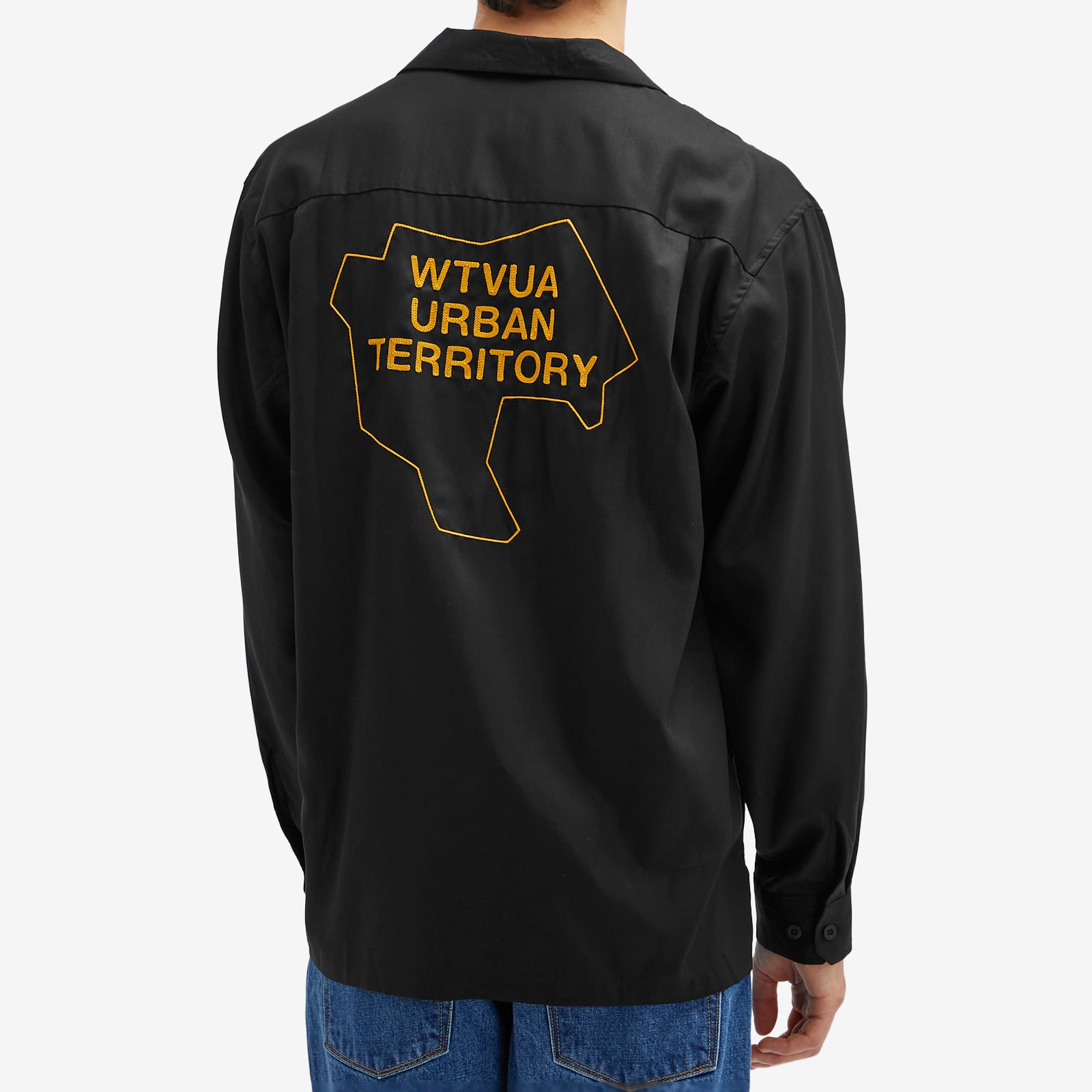 WTAPS Men's 08 Open Collar Chain Stitch Shirt Black - Curated Menswear