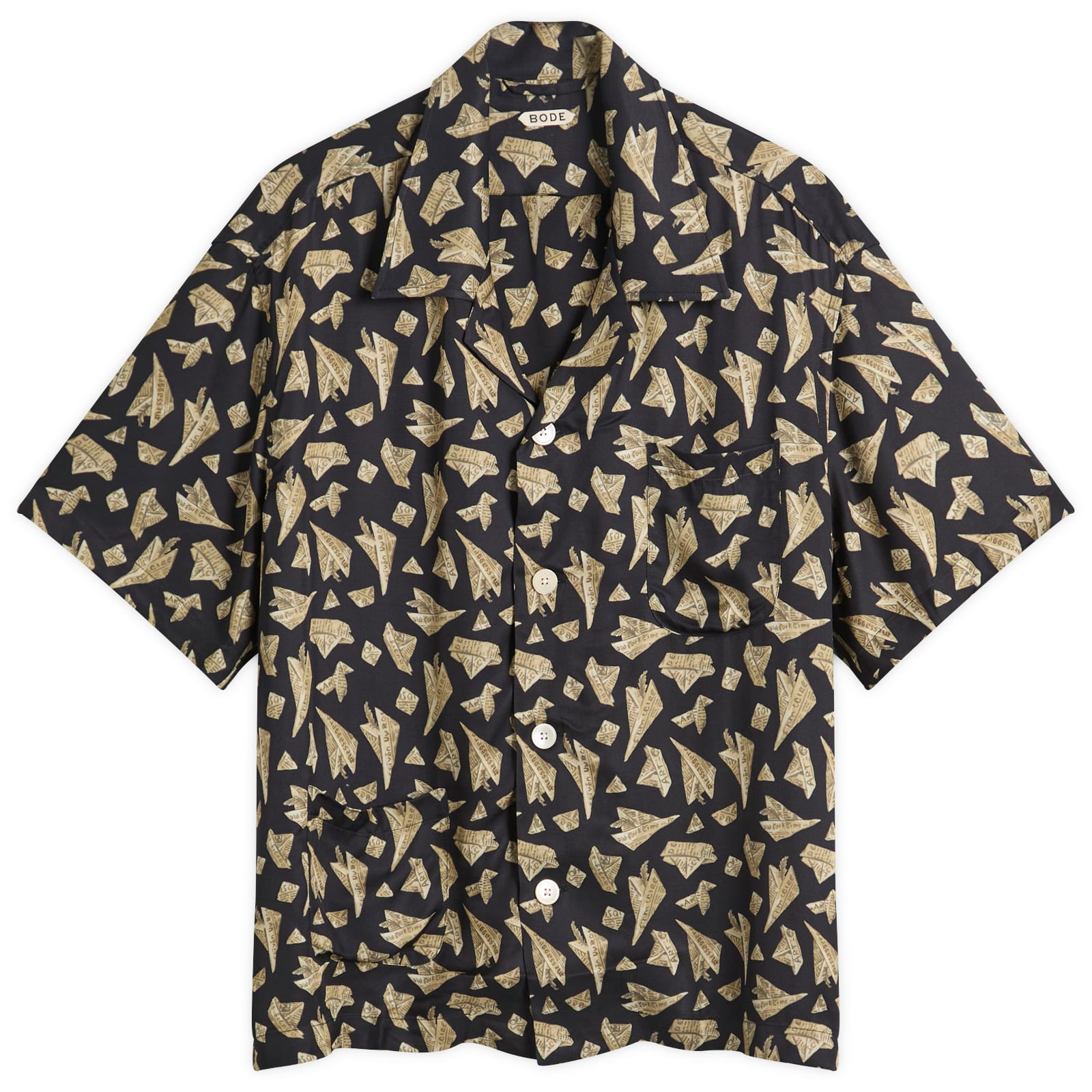 Bode Men’s Paper Hat Short Sleeve Shirt Black