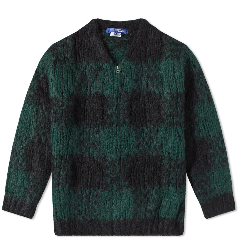 Junya Watanabe MAN Check Mohair Zip Cardigan Black & Green