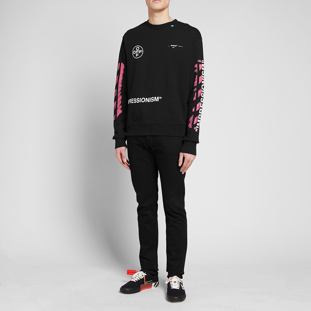 Off-White Stencil Diagonals Crew Sweat Black & Pink | END.