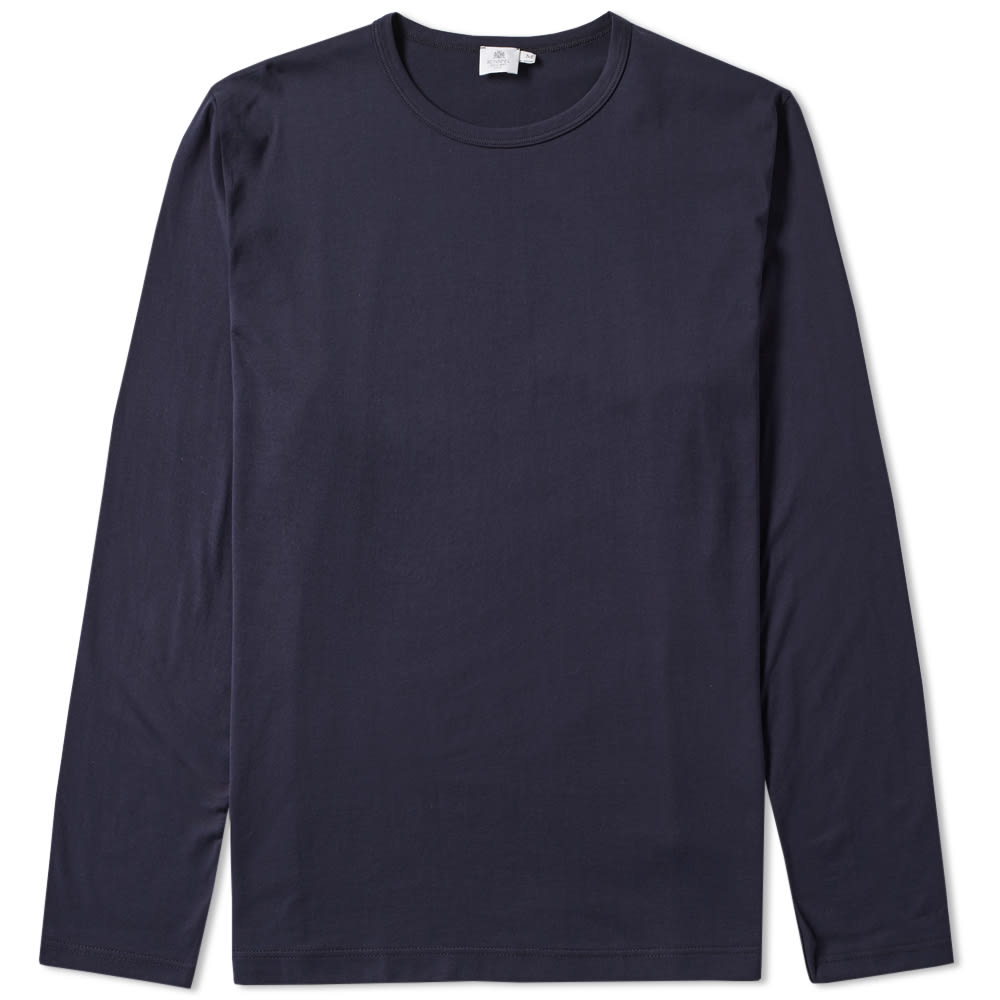 Sunspel Long Sleeve Q2 Crew Neck Tee Navy | END. (US)