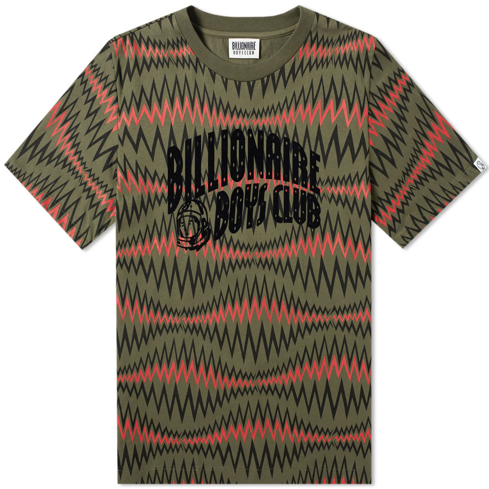 Fuelling the logomania trend this season, Billionaire Boys Club founders Pharrell and Nigo issue this classic short-sleeved tee. Dressed in a red and green sound wave pattern, the cotton construction is complete with the label's signature branding printed across the chest and to the reverse.

100% Cotton
Ribbed Crewneck
Printed Branding
Woven Brand Tab