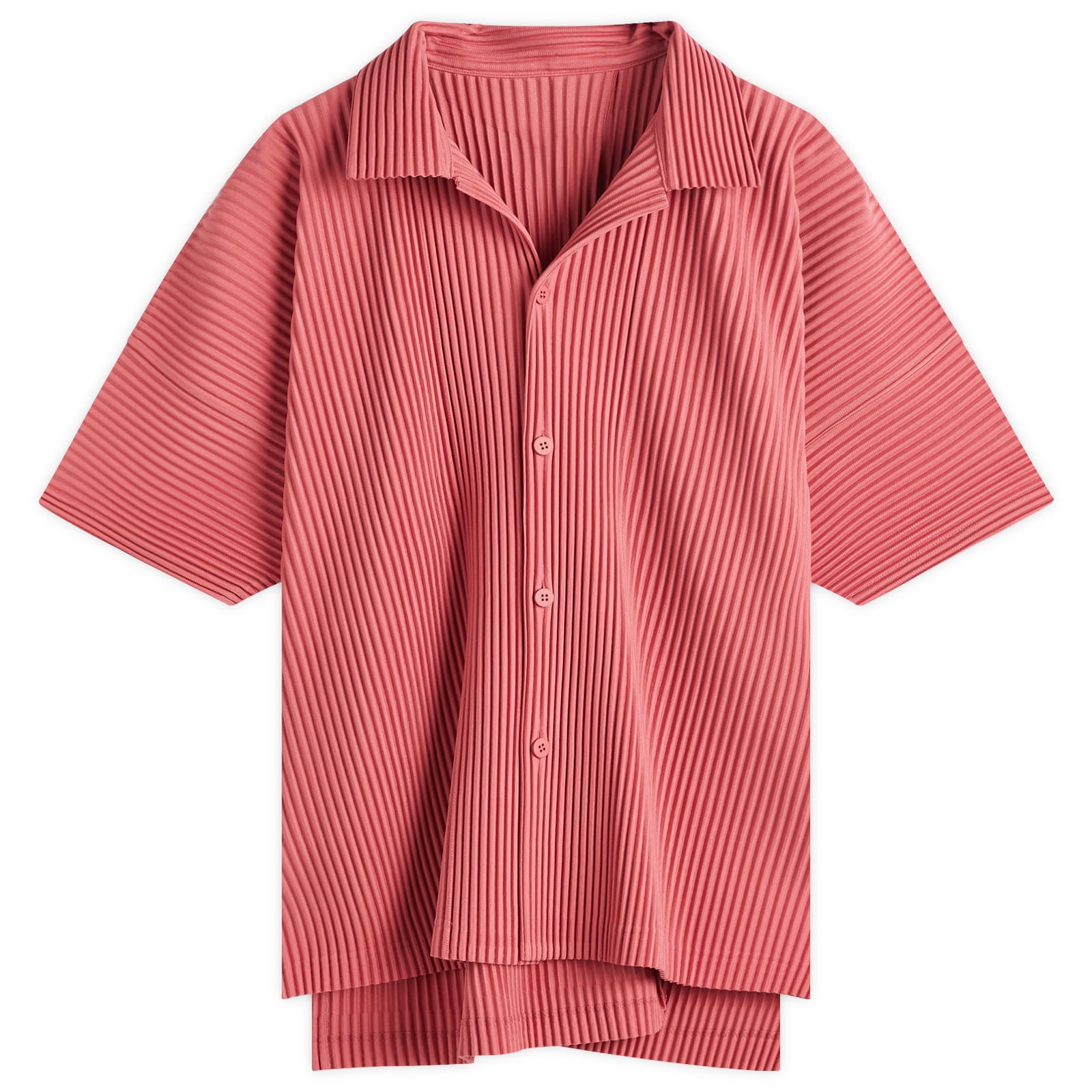 Homme Plissé Issey Miyake Men's Pleated Vacation Shirt Dusky Red
