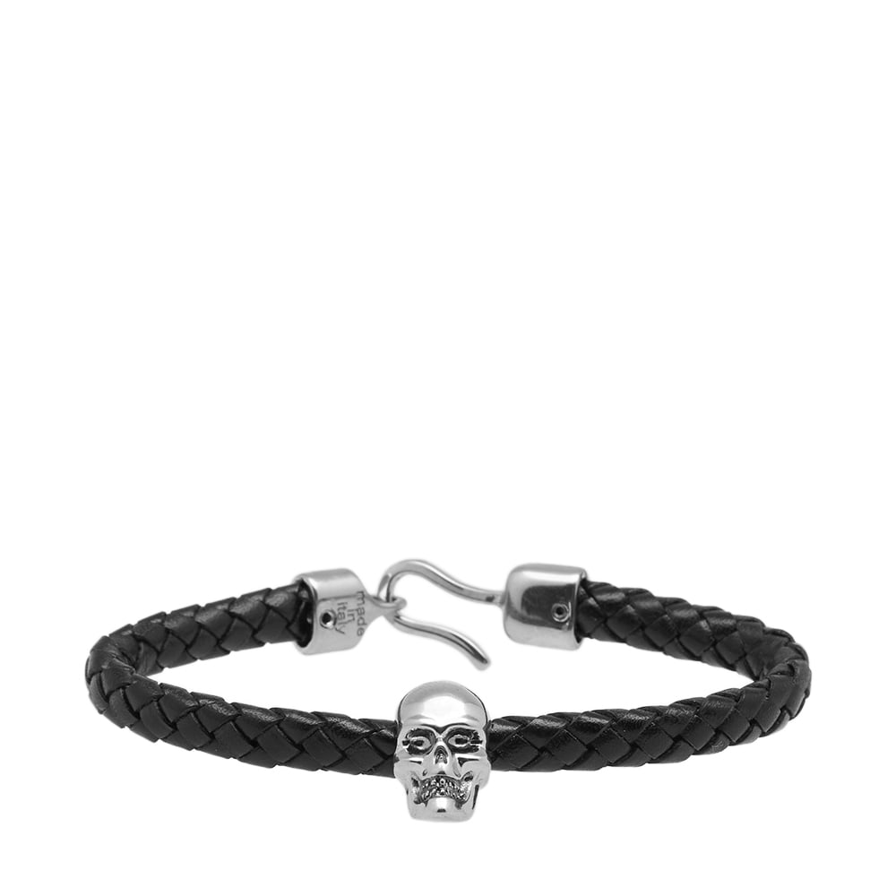 アクセサリー Alexander McQueen Skull Leather Bracelet McQueen // Black & Gold Leather Skull Wrap Bracelet – VSP