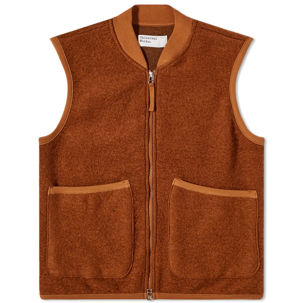 Universal Works Zip Wool Fleece Waistcoat Rust END. (GB)
