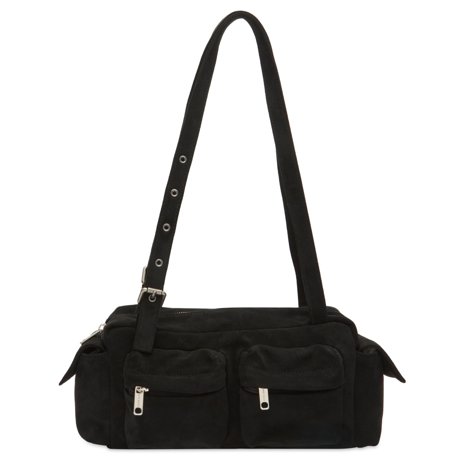 SAMO ONDOH Women's Pocket Utility Shoulder Bag - Medium in Suede Black