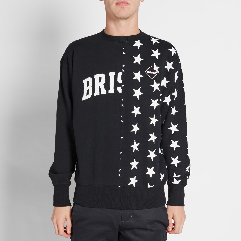 F.C. Real Bristol Split Crew Sweat Black & Black Star | END. (US)