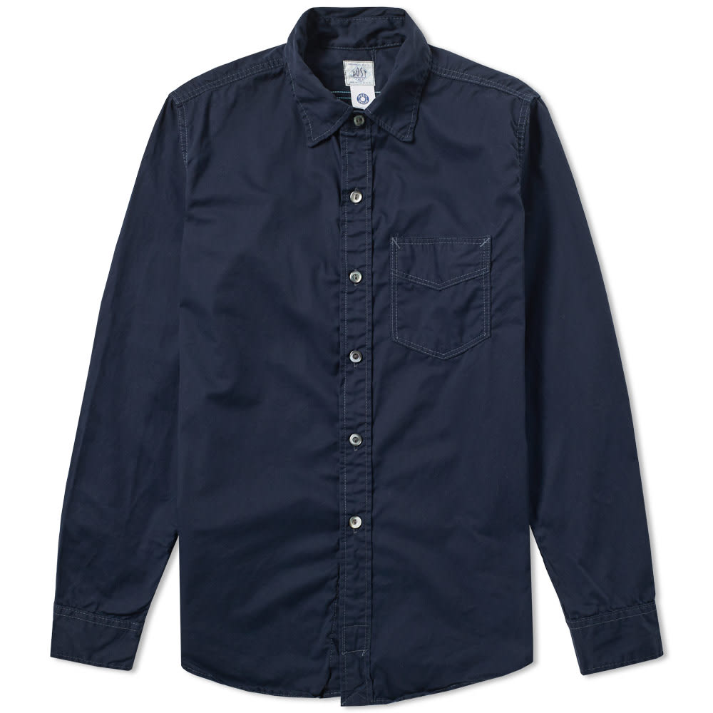 トップス post overalls 1208 New Shirts navy Post Overalls No. 6 Shirt S/S Blue Plaid Seersucker - Made