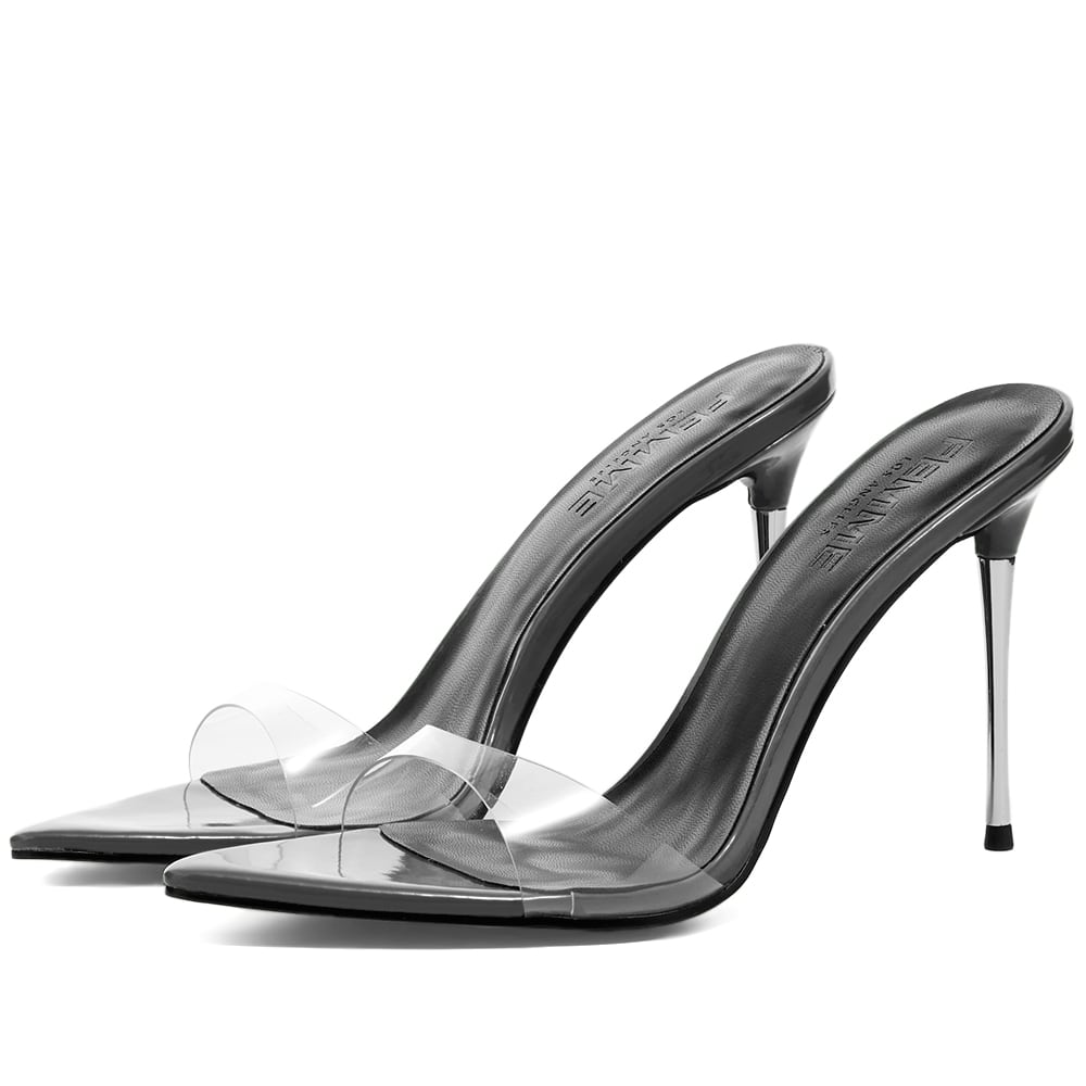 black clear slip on heels