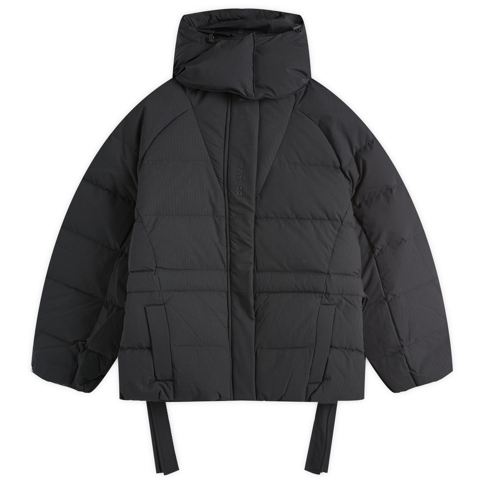 GANNI Tech Seersucker Oversized Puffer Jacket Black | END. (US)