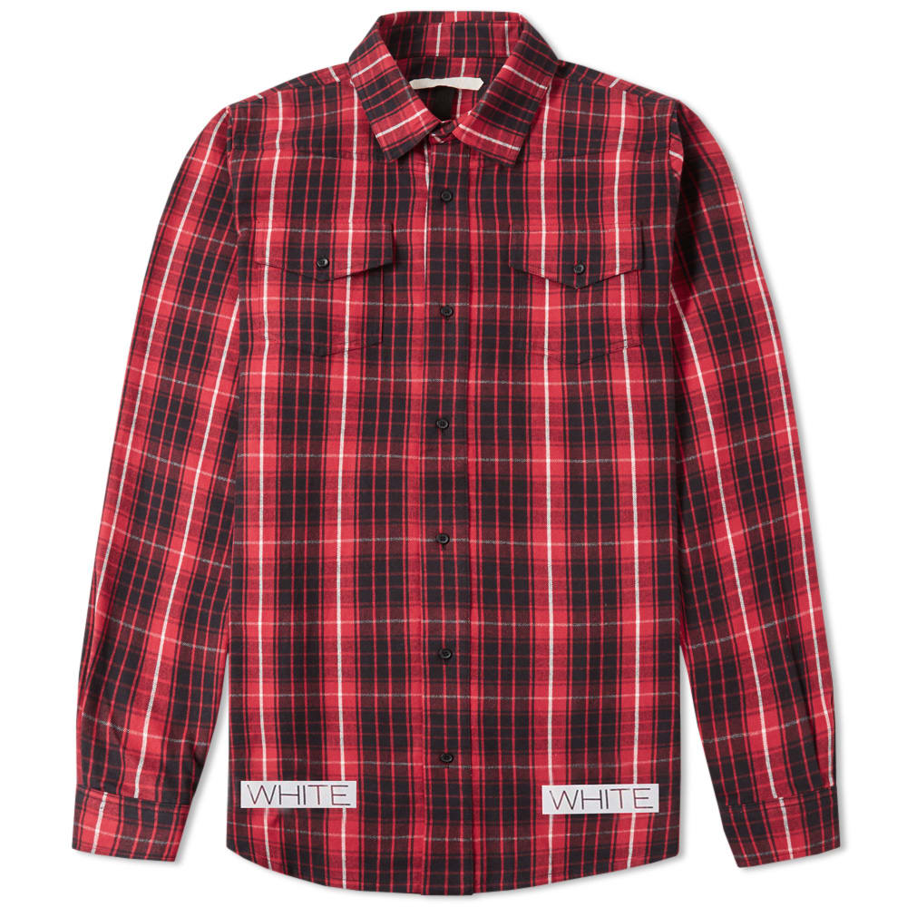 Off-White Checked Flannel Shirt (Red & Black)