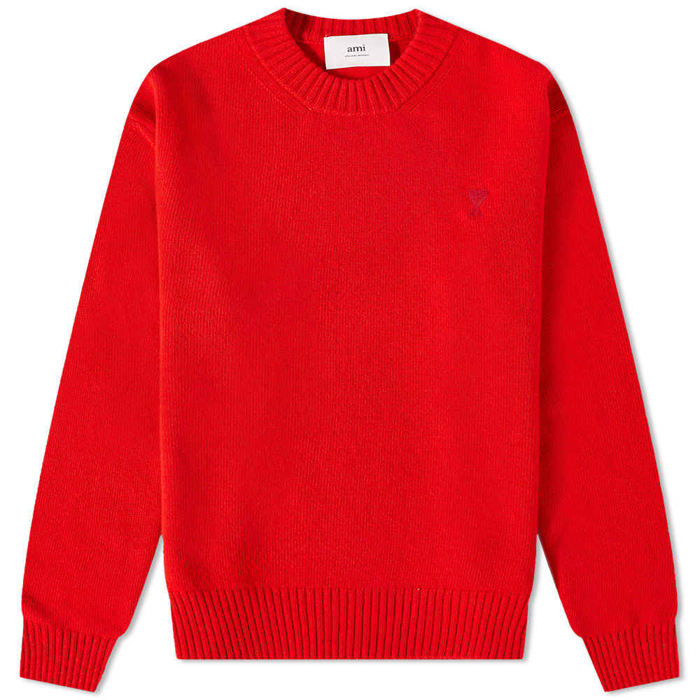 AMI Tonal Small Heart Crew Knit Scarlet Red END SG Ami tonal small heart crew knit scarlet red end sg