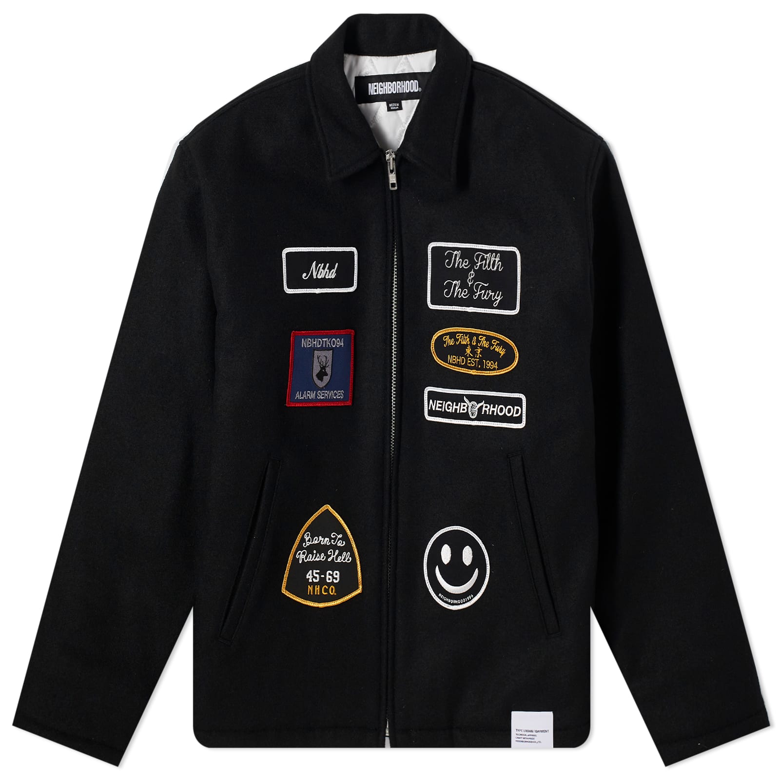 Neighborhood Melton Badges Zip Up Jacket Black | END. (AR)