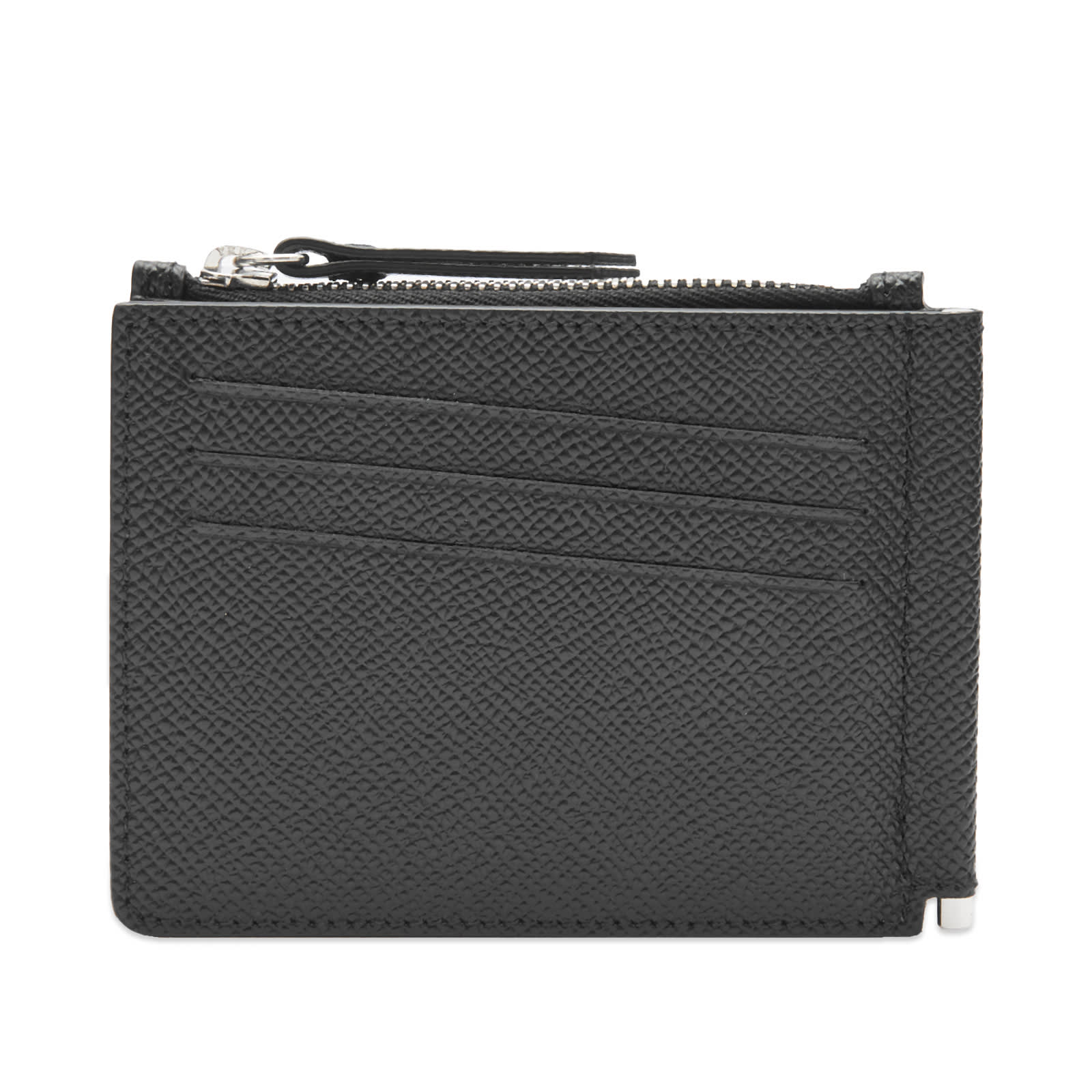 Maison Margiela Men's Grained Leather Money Clip Wallet Black