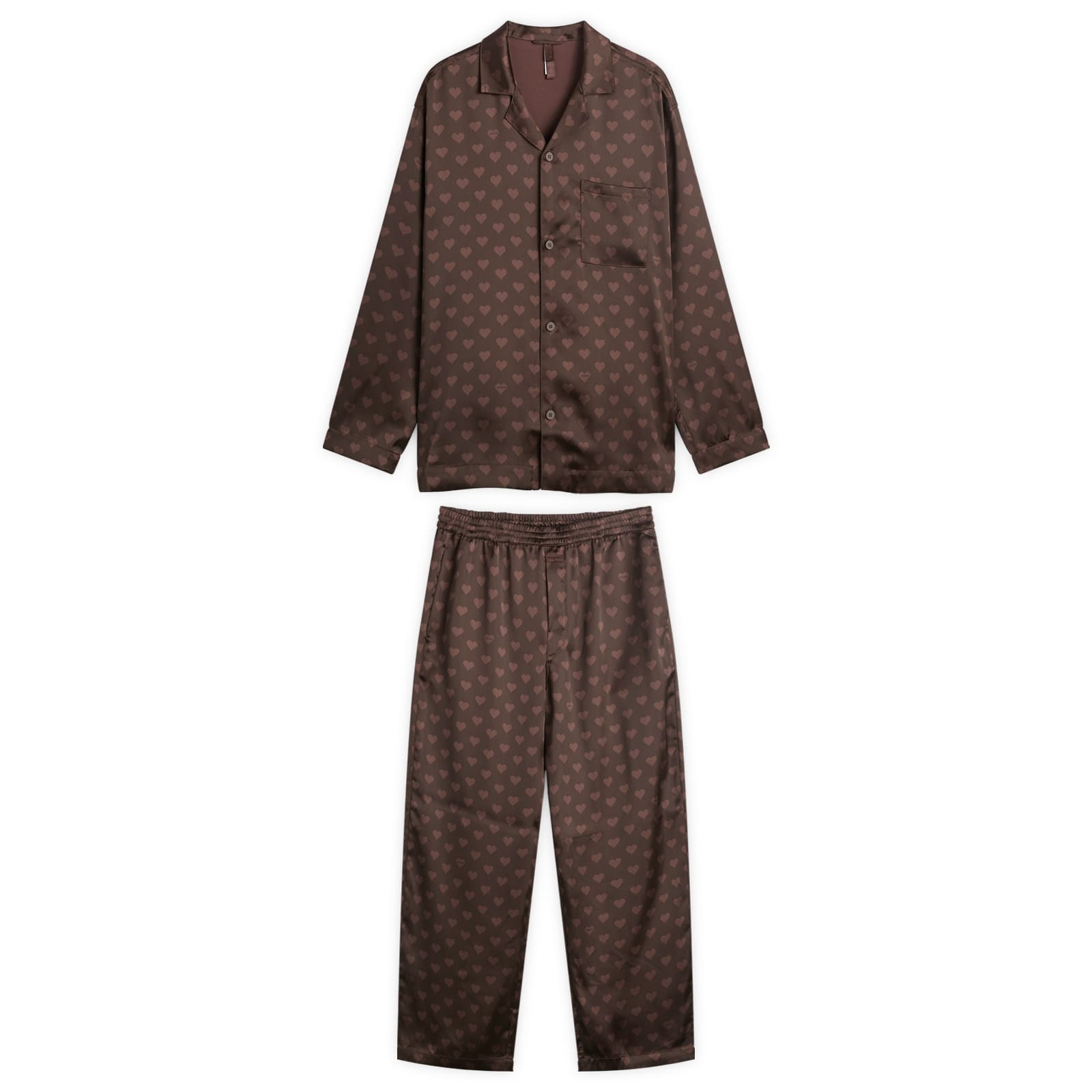 SKIMS Men’s Sateen Sleep Set Cocoa Heart Halfdrop