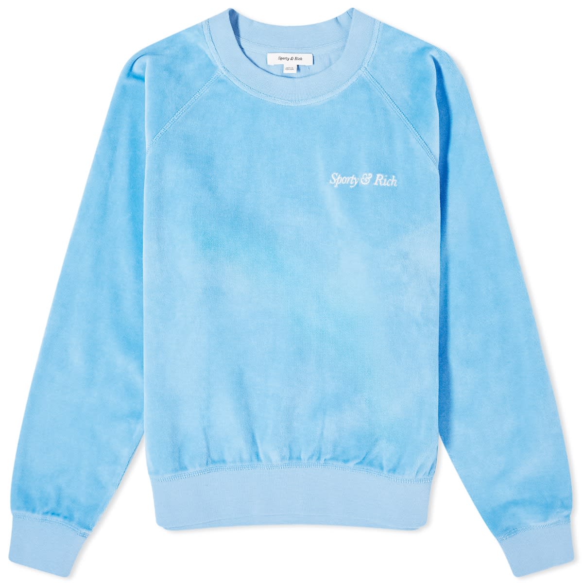 Sporty & Rich Italic Logo Raglan Crew Sweat Capri/White