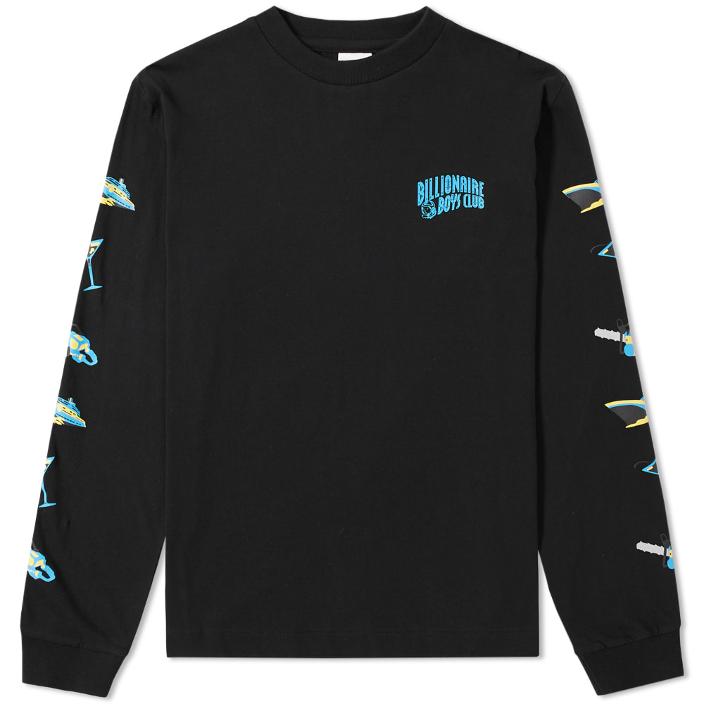 Masters of producing graphically balanced pieces, Japanese brand Billionaire Boys Club continue to create wearable pieces season after season. Launched by US musician Pharrell Williams and Japanese designer Nigo, this is a brand that thrives on bold and bright motifs.
The Vacation Tee sees its full length sleeves decorated with bold and colourful graphic prints. Making it a sure fire hit for the summer season. Its pure cotton construction is finished classically with a ribbed knit to the cuffs and hemline. 

100% Cotton
Ribbed Crew Neckline & Cuffs
Printed Sleeves & Chest
Woven Logo Patch to the Cuff