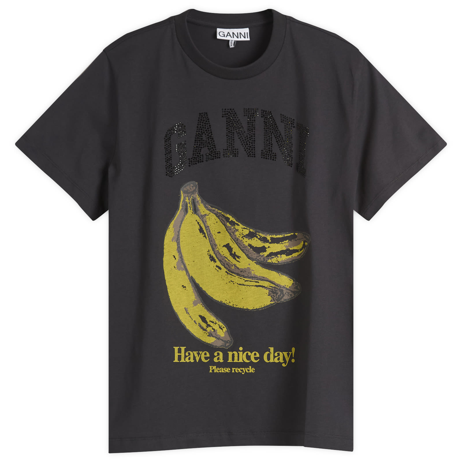 【GANNI】Banana プリント ラインストーン Tシャツ Phantom GANNI】Banana プリント ラインストーン Tシャツ Phantom (Ganni
