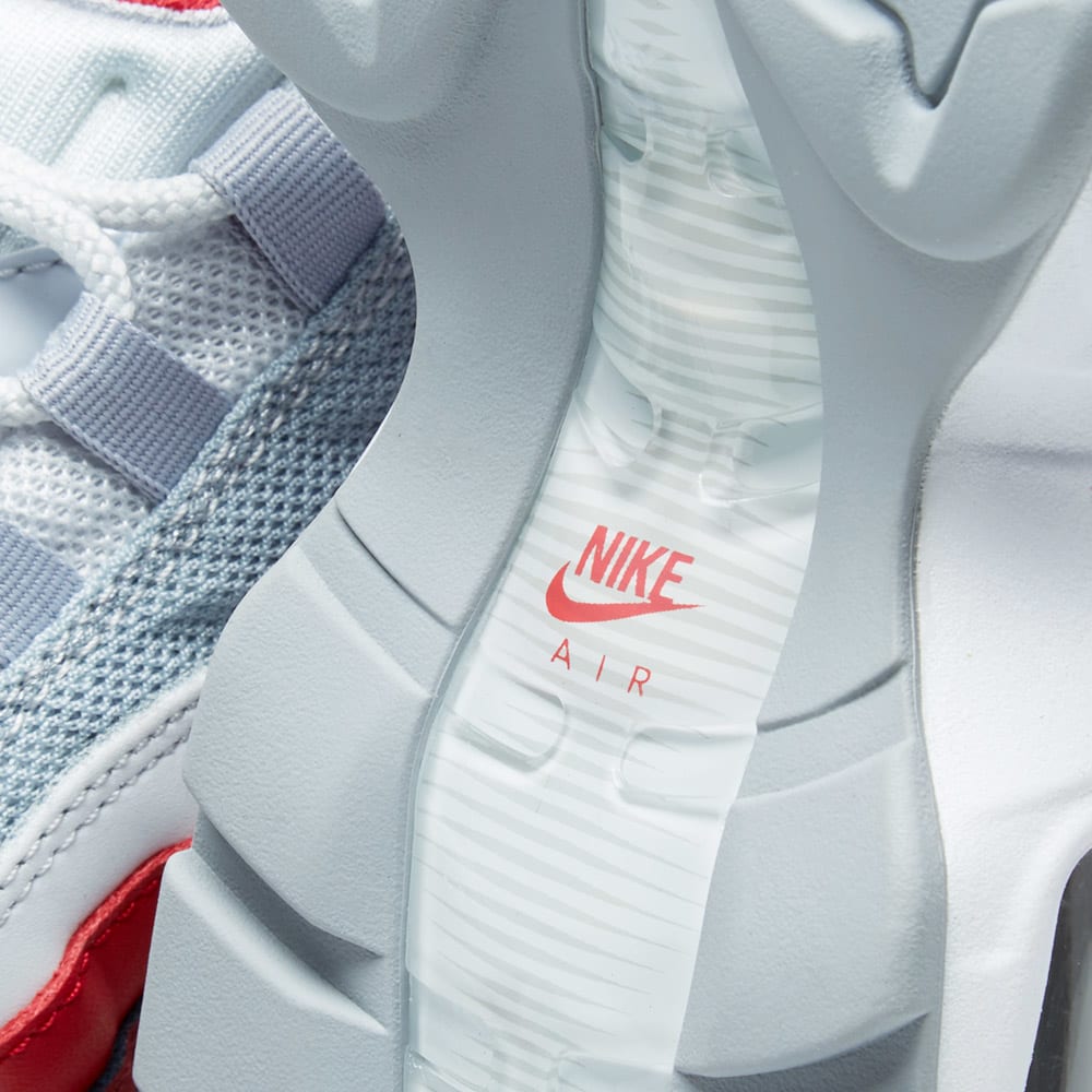 nike air max 95 essential white wolf grey  and  team red