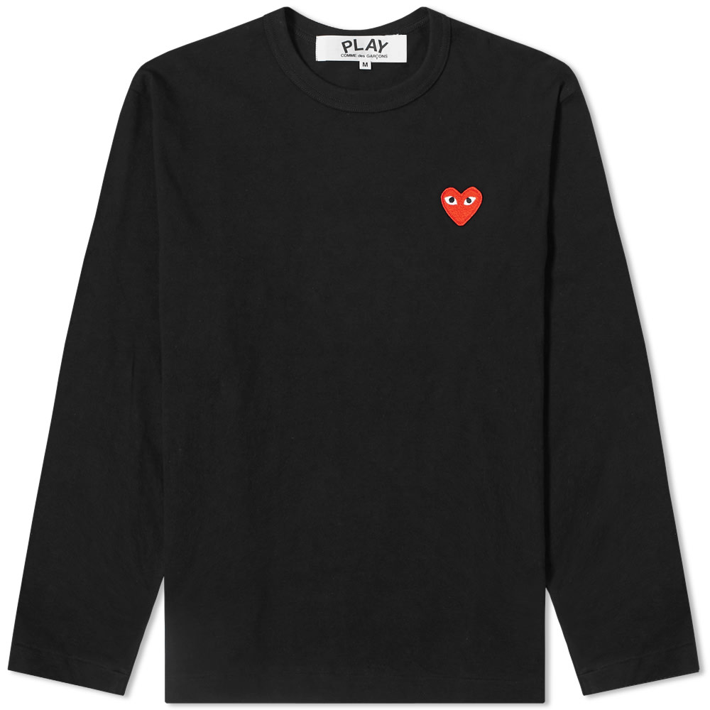 Comme des Garcons Play Long Sleeve Basic Logo Tee Black & Red | END.