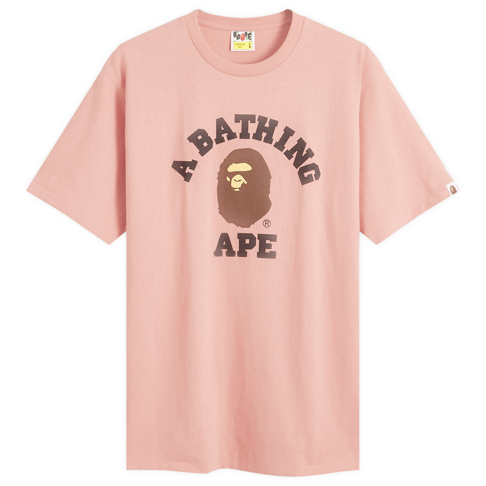 A Bathing Ape Men's College T-Shirt Pink - Curated Menswear