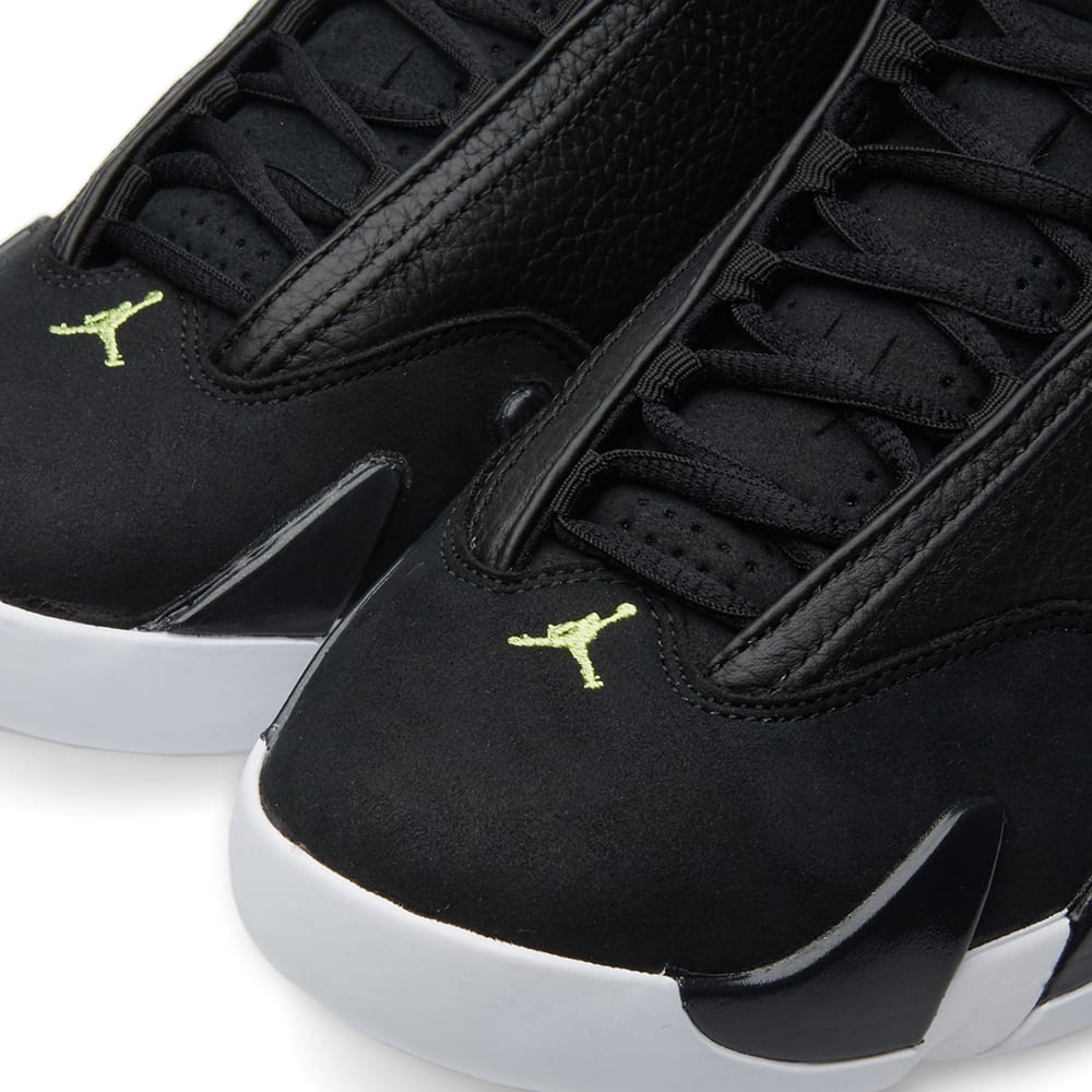 air jordan 14 retro black black white vivid green