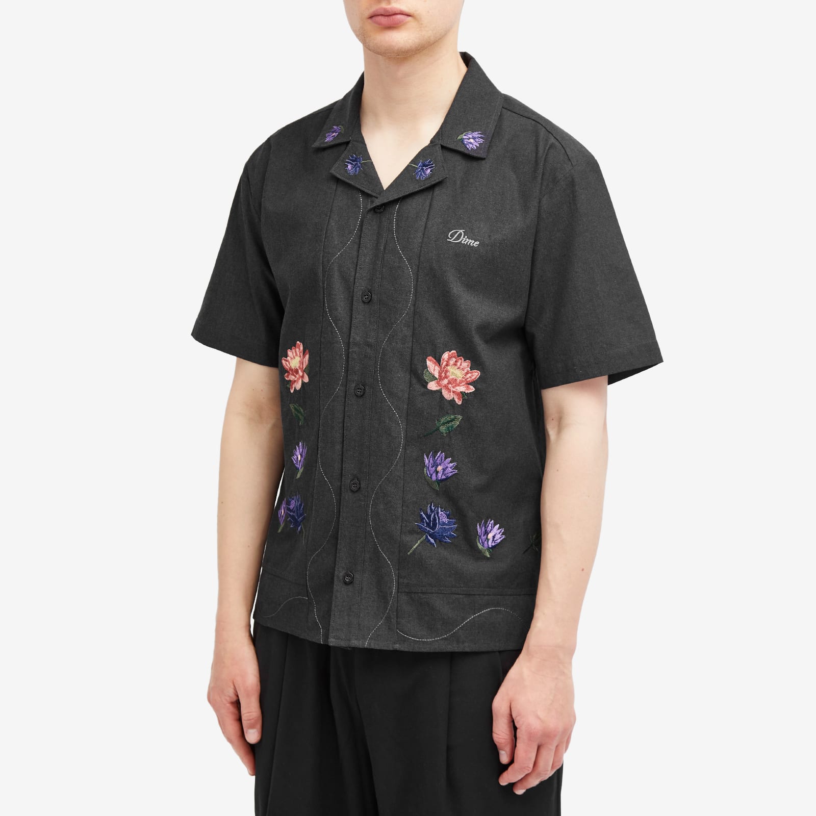 Dime Men's Lotus Vacation Shirt Vintage Black - Curated Menswear