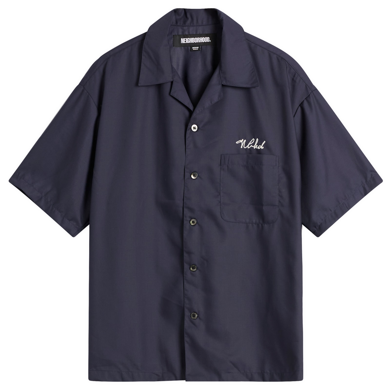 Neighborhood Men's Solid Hawaiian Shirt Navy - Curated Menswear