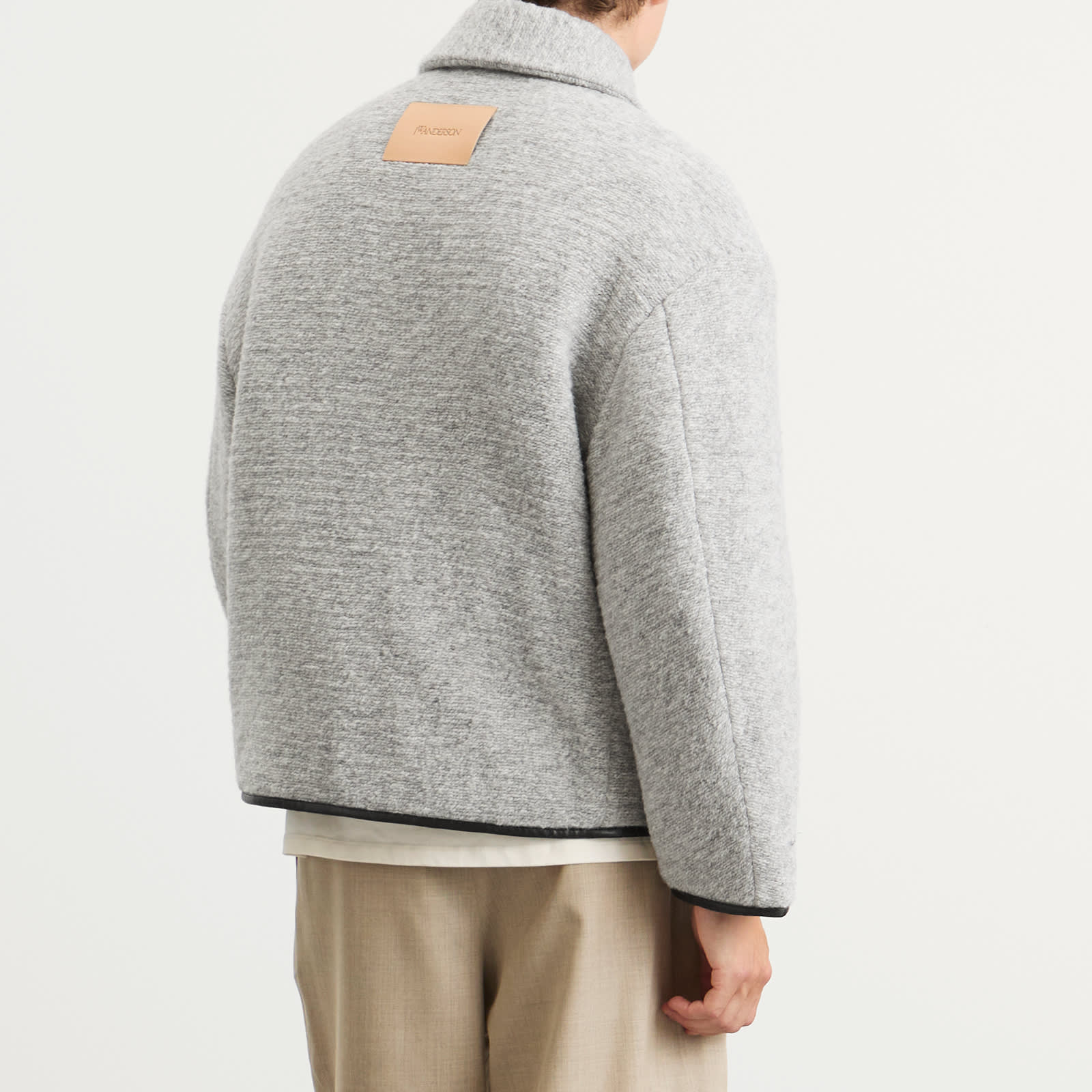 JW Anderson Men's Contrast Trim Casual Jacket Light Grey Melange