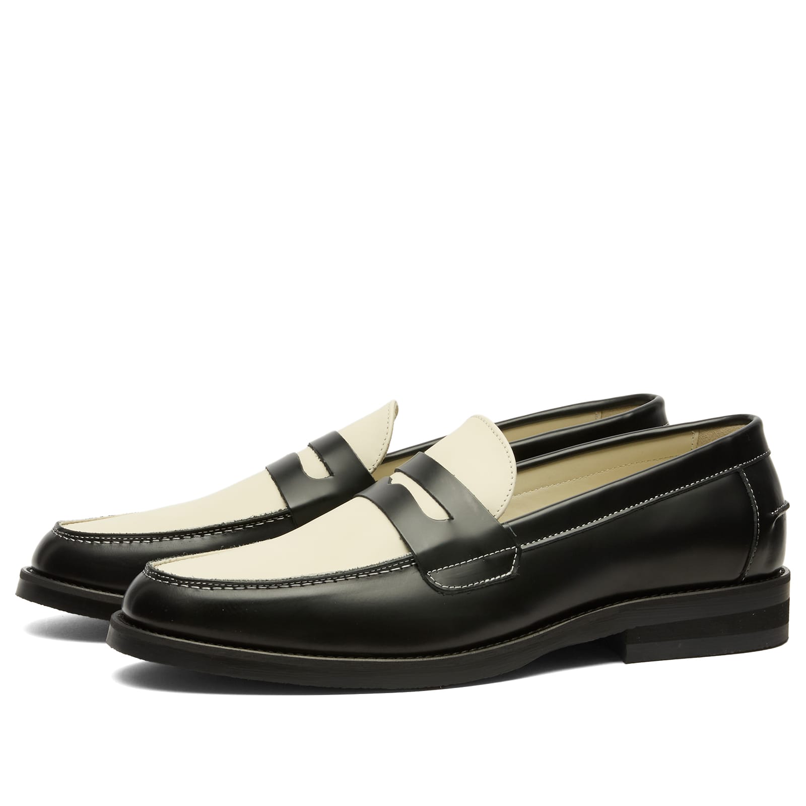 Duke + Dexter Men's Wilde Penny Loafer Black/White - Curated Menswear