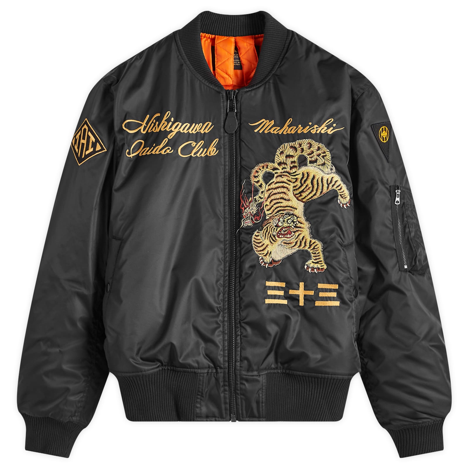 Maharishi Men's Nekomata Tiger MA1 Jacket Flight Black - Curated
