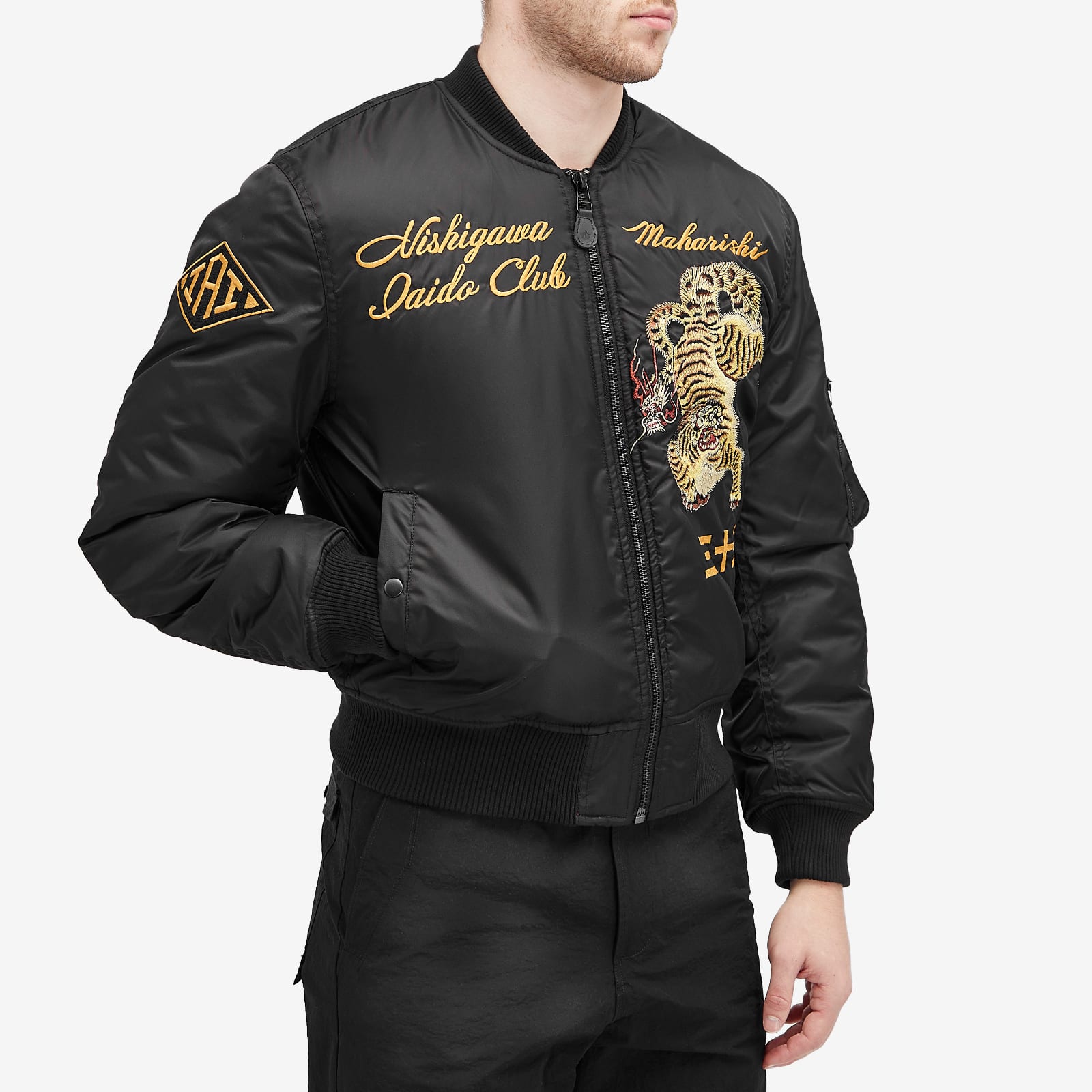 Maharishi Men's Nekomata Tiger MA1 Jacket Flight Black - Curated