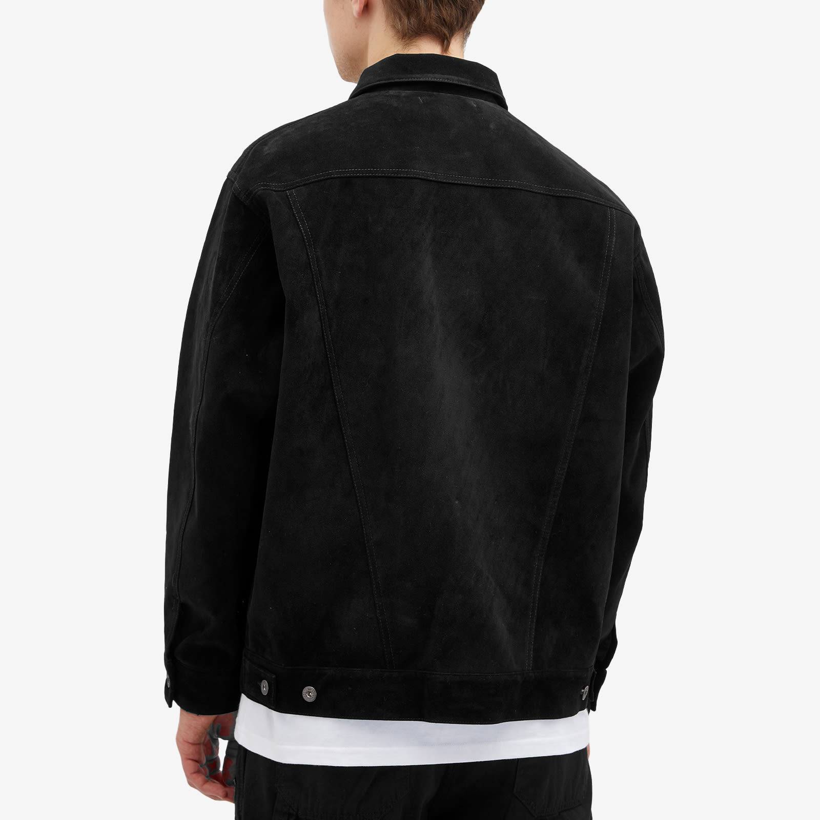 WTAPS Men's 01 Synthetic Suede Trucker Jacket Black - Curated Menswear
