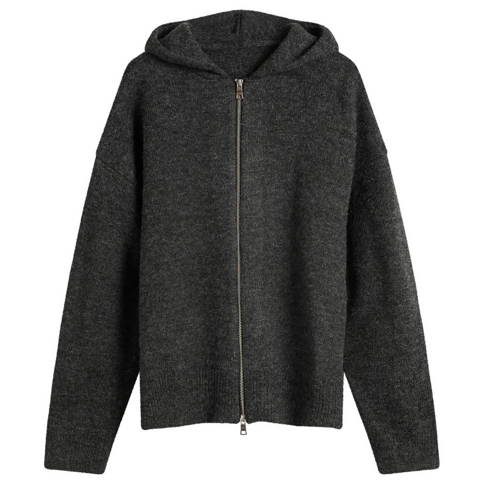 MKI Men’s Mohair Blend Knit Zip Hoodie Charcoal