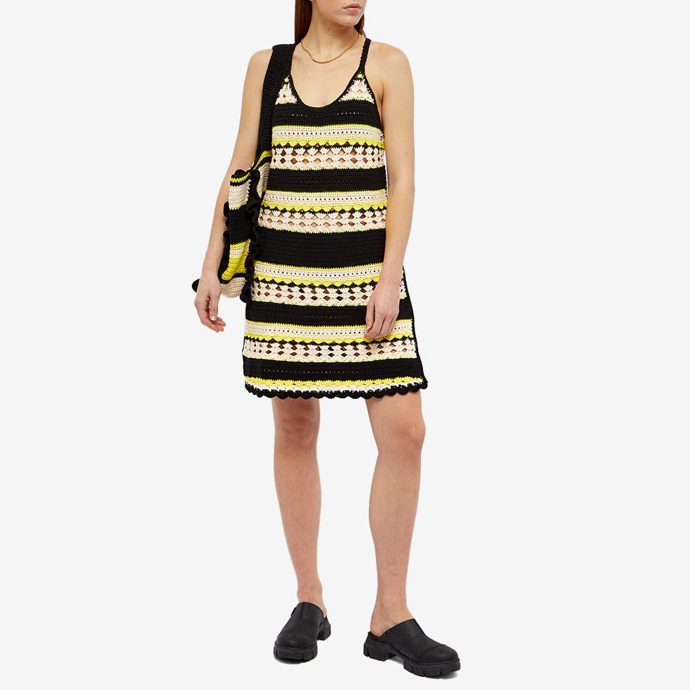 GANNI Logo Crochet Cover Up Slip Dress Golden Kiwi END. (US)