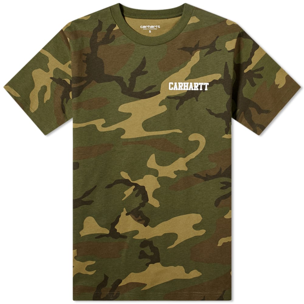 Carhartt wip college script tee camo laurel white end us 