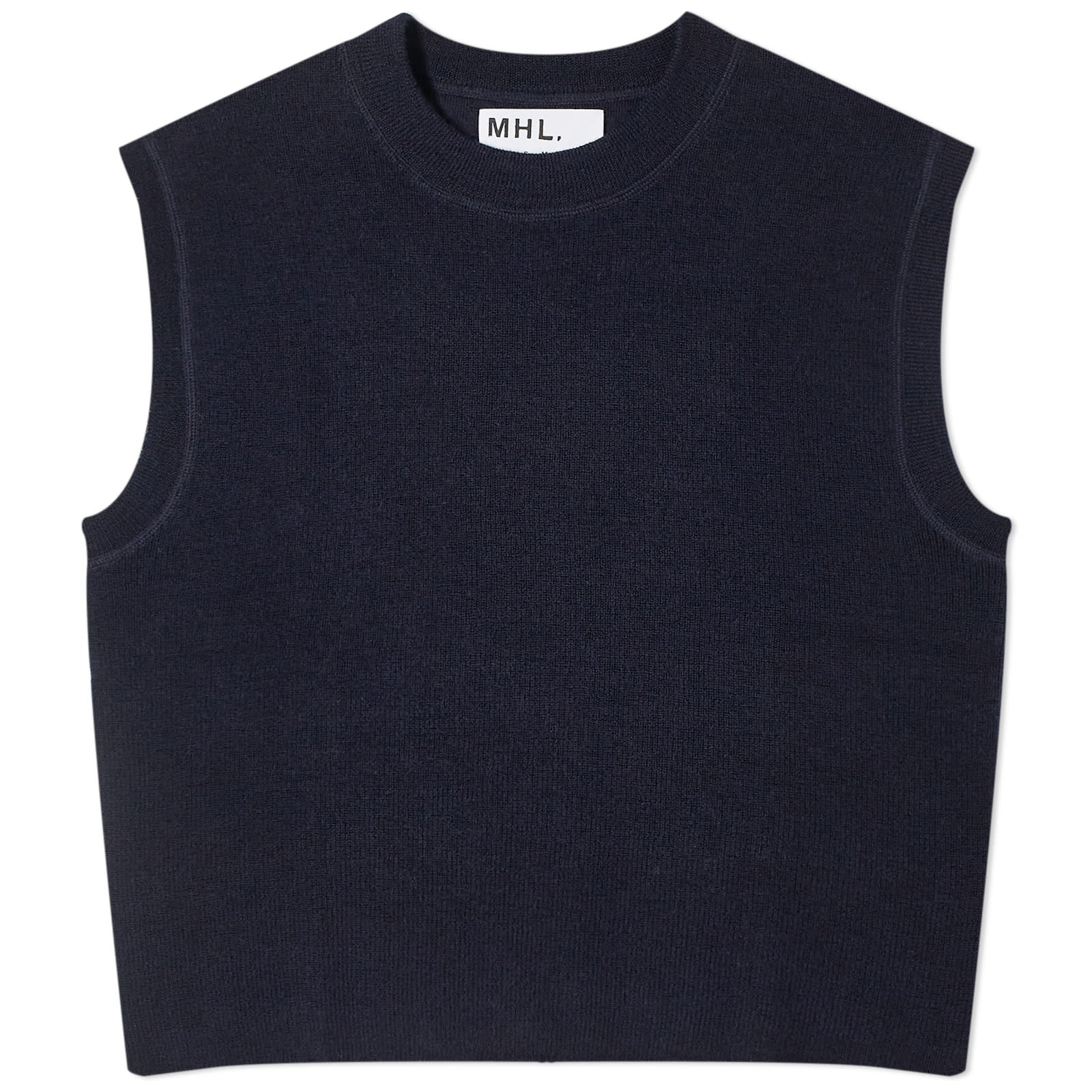 MHL「TOUGH WOOL RIB SLIPOVER」 Margaret Howell Virgin Wool Chunky Ribbed Slipover - Khaki