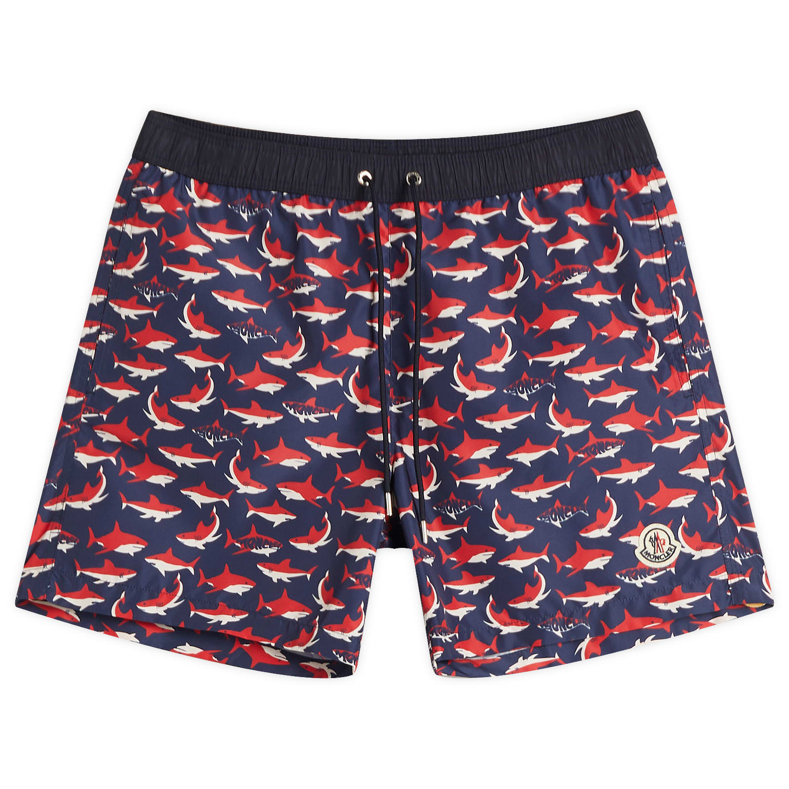 【MONCLER】PRINTED SWIM SHORTS◆K10912C00008598LZ White & Blue & Red Shark Print Swim Shorts - Swimwear for
