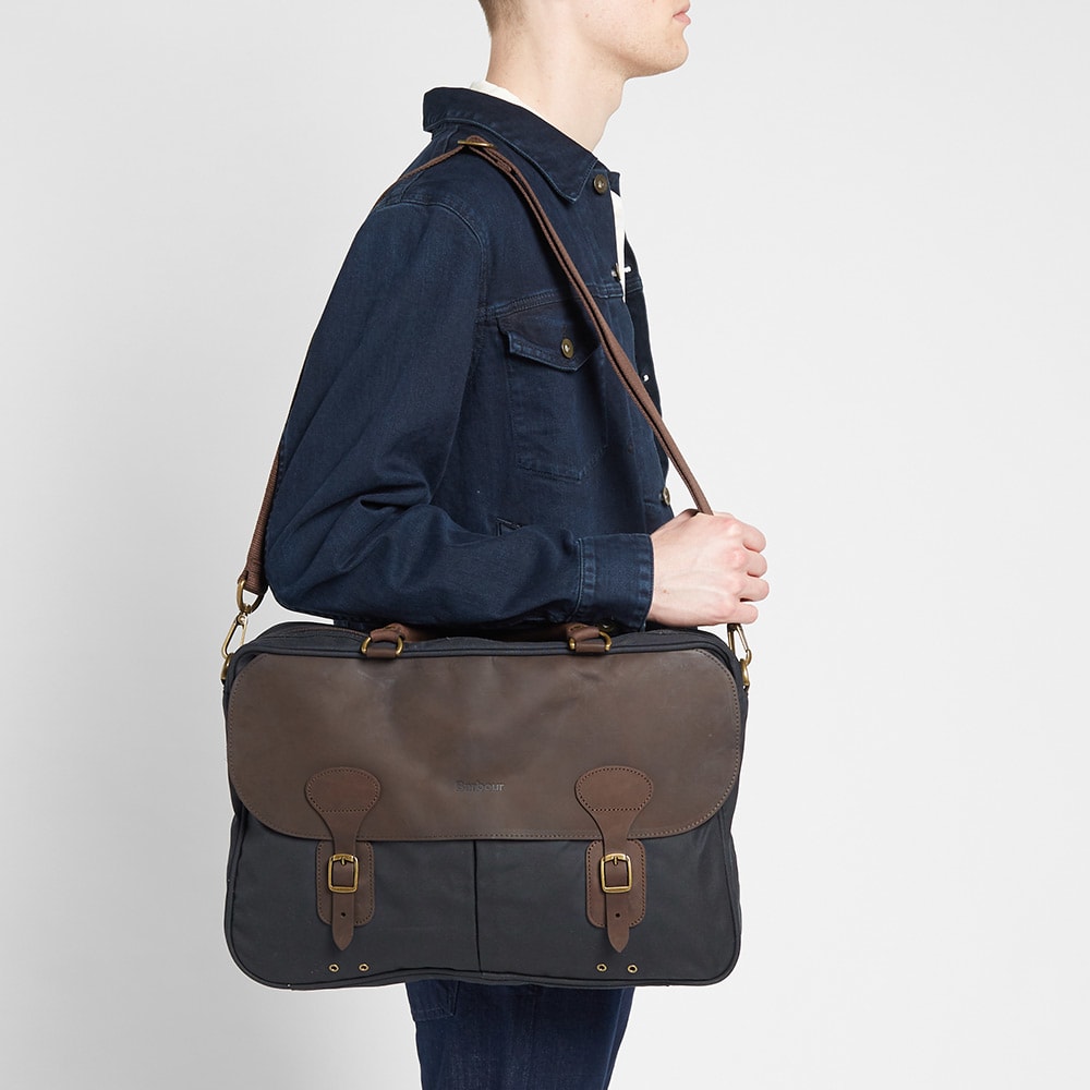 barbour wax leather briefcase navy