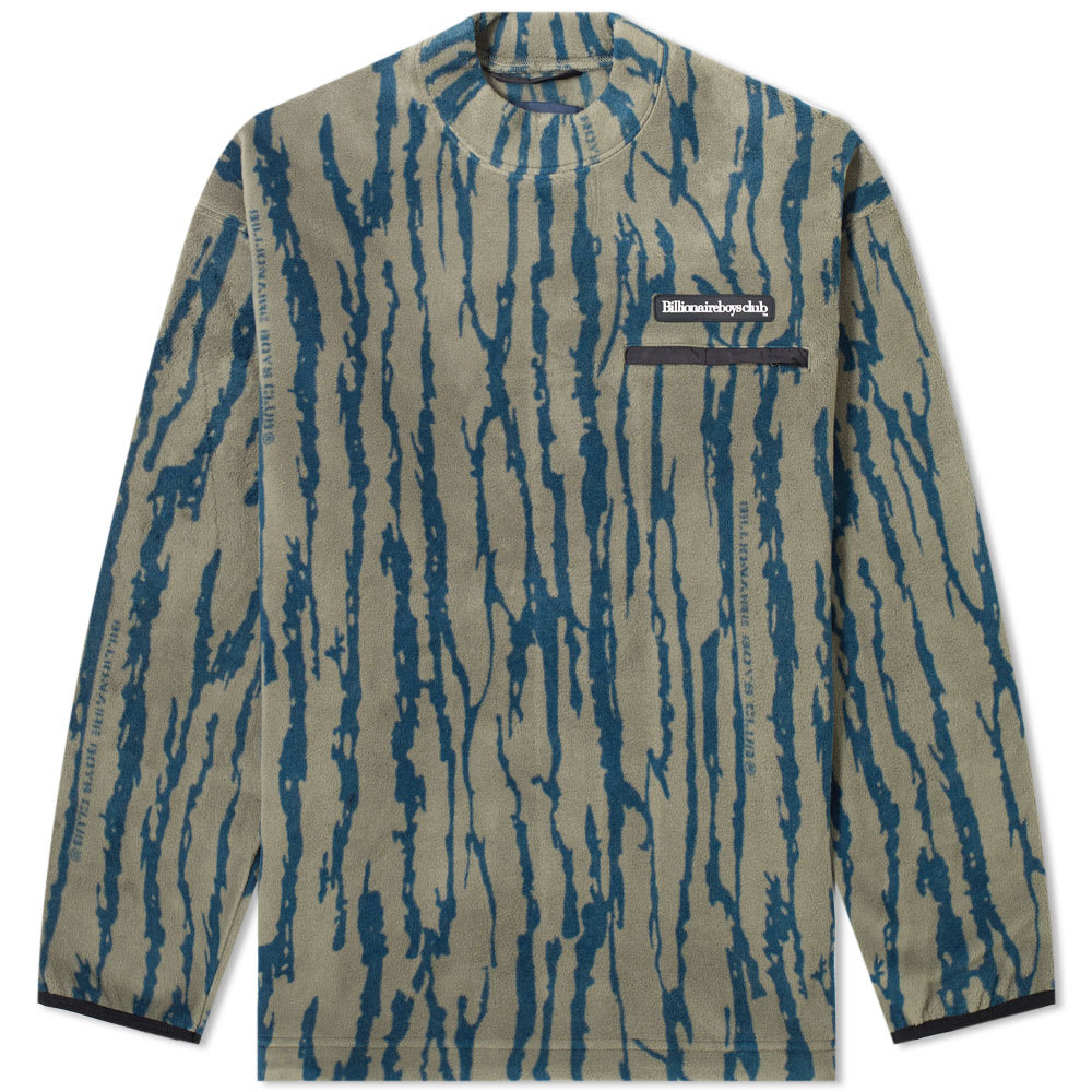 Putting a bold and colourful twist on classic woodland camo, this pullover Billionaire Boys Club fleece is a winter season style that’s sure to turn heads. Trimmed with a cosy mock neckline, the patterned piece is trimmed with a rubberised brand patch; below which sits a zipped chest pocket. 
 
100% Polyester
Mock Neck
Rubberised Brand Patch 
Chest Zip Pocket
Elasticated Cuffs
Drawstring Hem