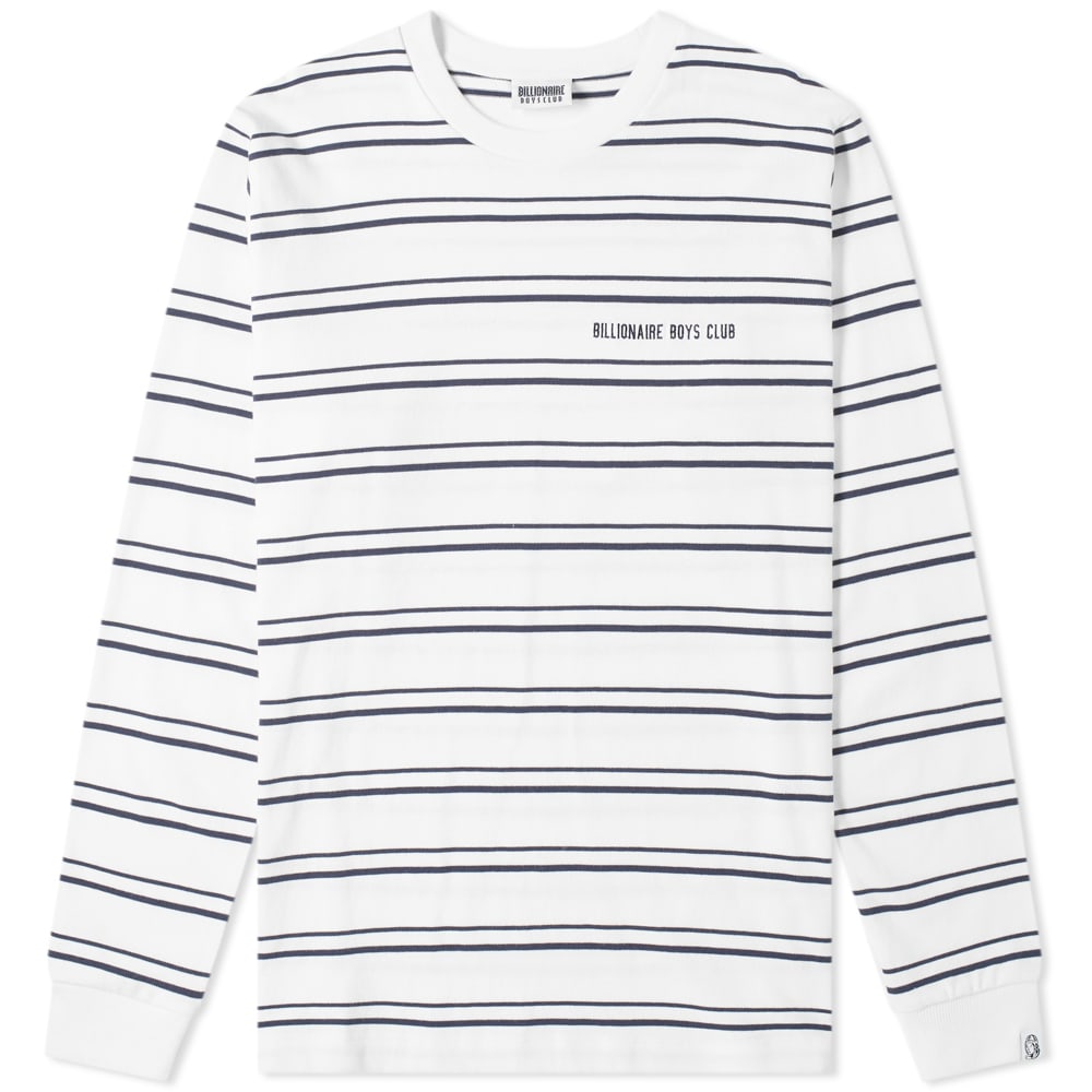 Crafted from cotton jersey, this long sleeved Billionaire Boys Club tee puts a street-savvy twist on a classic striped silhouette. Sure to navigate the coming season in style, the nautical piece is structured with comfortable ribbed knits; while a woven astronaut tab trims one of its cuffs. 
 
100% Cotton
Embroidered Branding
Woven Brand Tab
Ribbed Crewneck & Cuffs
Split Hem