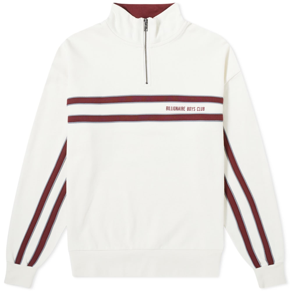 Embracing this season’s fascination with all things retro, this Tranquility Base sweater from Billionaire Boys Club is a pure cotton piece that’s proudly punctuated with flashes of reflective 3M. Named after the site on the Moon where, in July 1969, humans landed and walked on another celestial body for the first time, the lunar-inspired pullover is completed with a comfortable funnel neckline. 
 
100% Cotton
Loopback Jersey
Funnel Neck 
¼ Zip Closure
3M Detailing
Embroidered Branding
Ribbed Cuffs & Hem