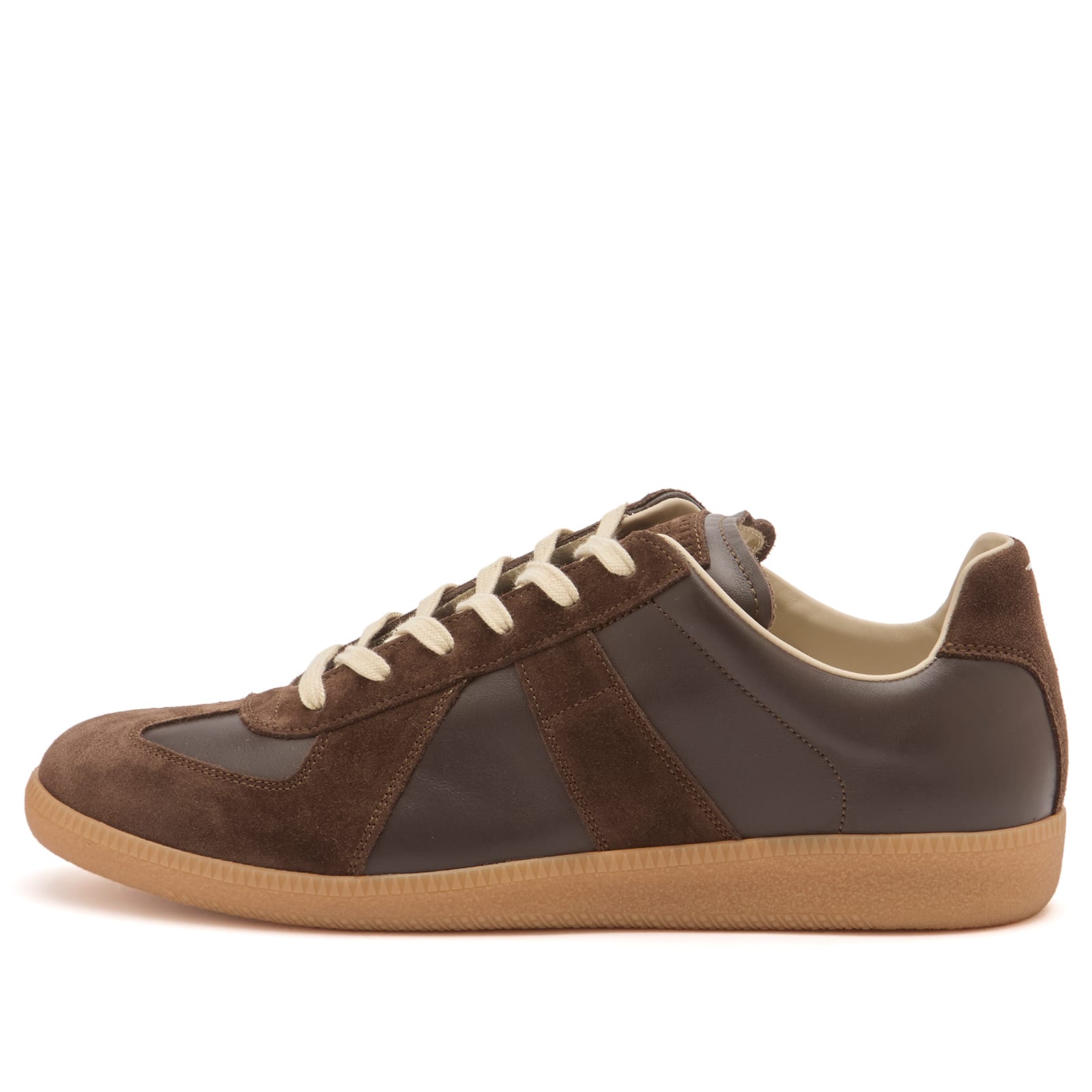 MM6 Maison Margiela Men's Leather Lace Up Sneakers Gardenia/Dawn