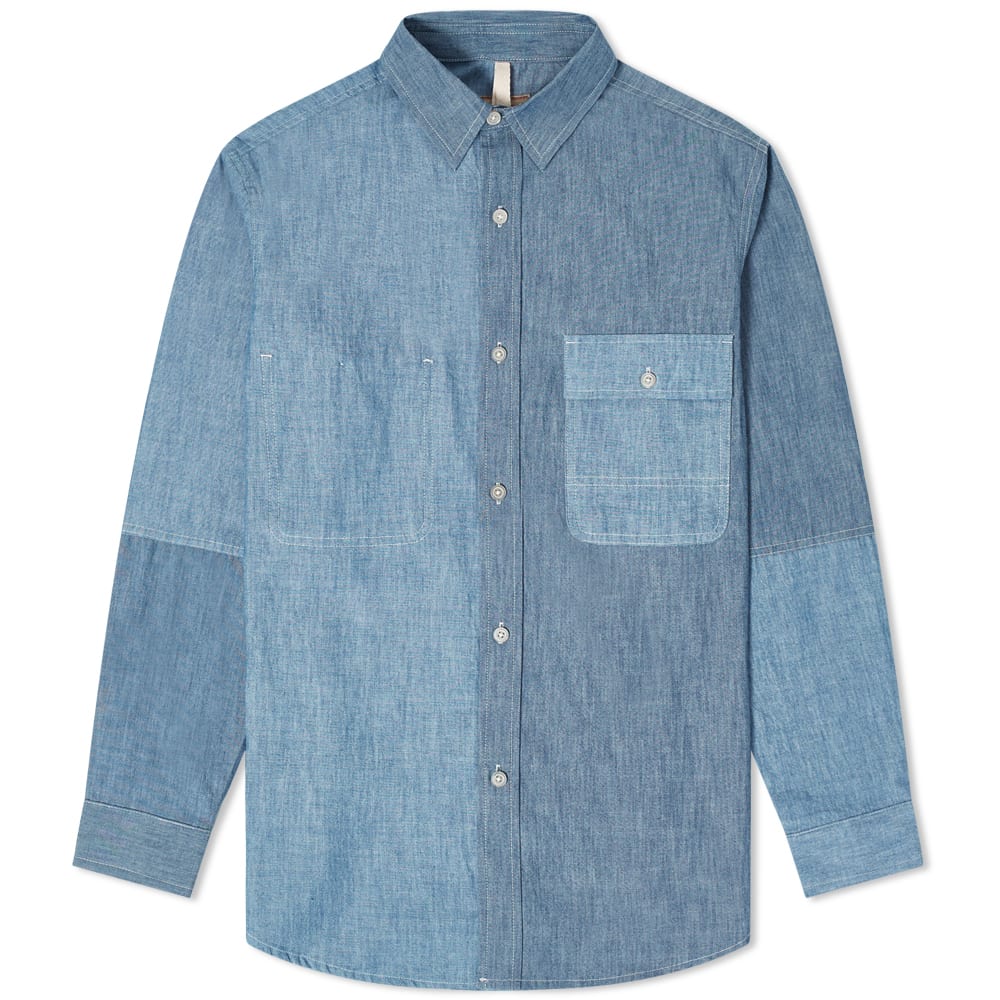 Nigel Cabourn Reverse Denim Shirt Blue Mix | END.