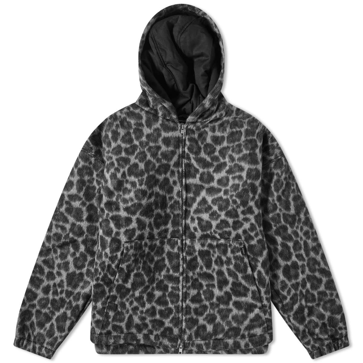 Edwin Daimon Hooded Jacket Lined Black & White Leopard | END