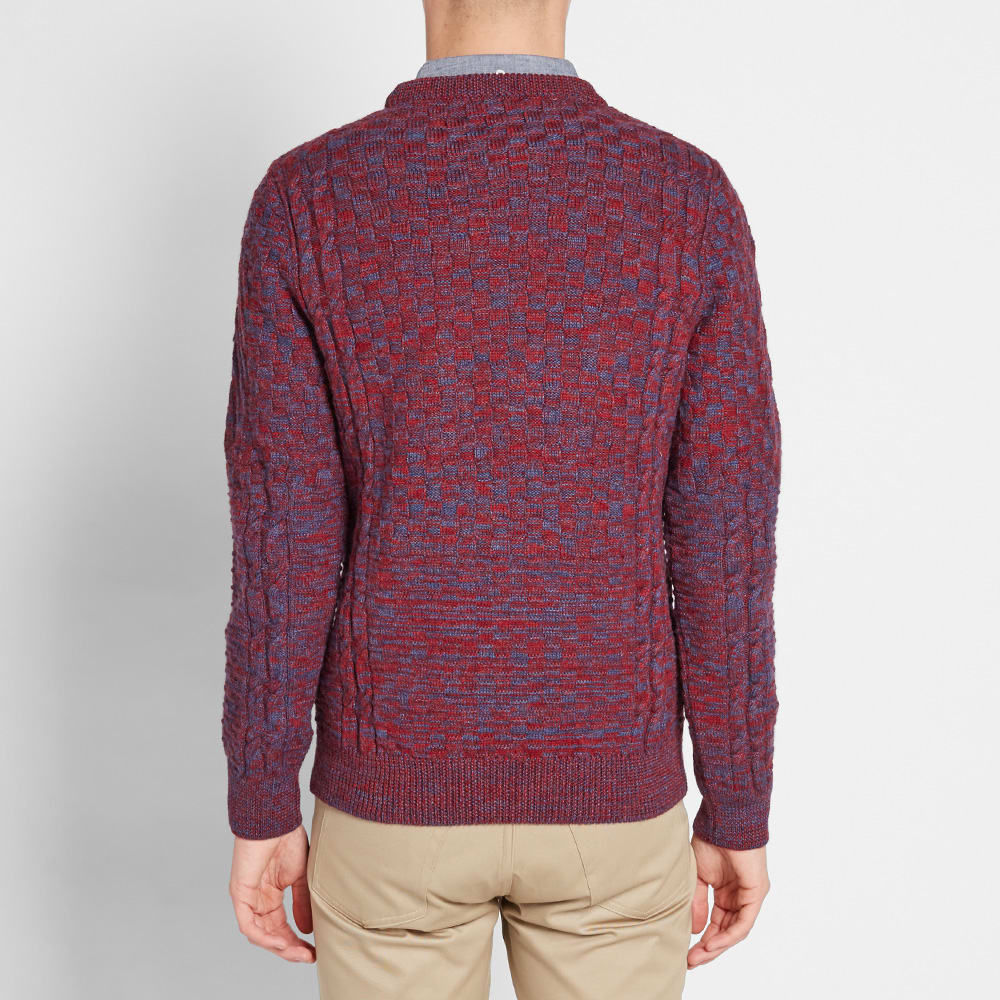 A.P.C. Wexford Intarsia Crew Knit Indigo & Red Mix | END. (AU)