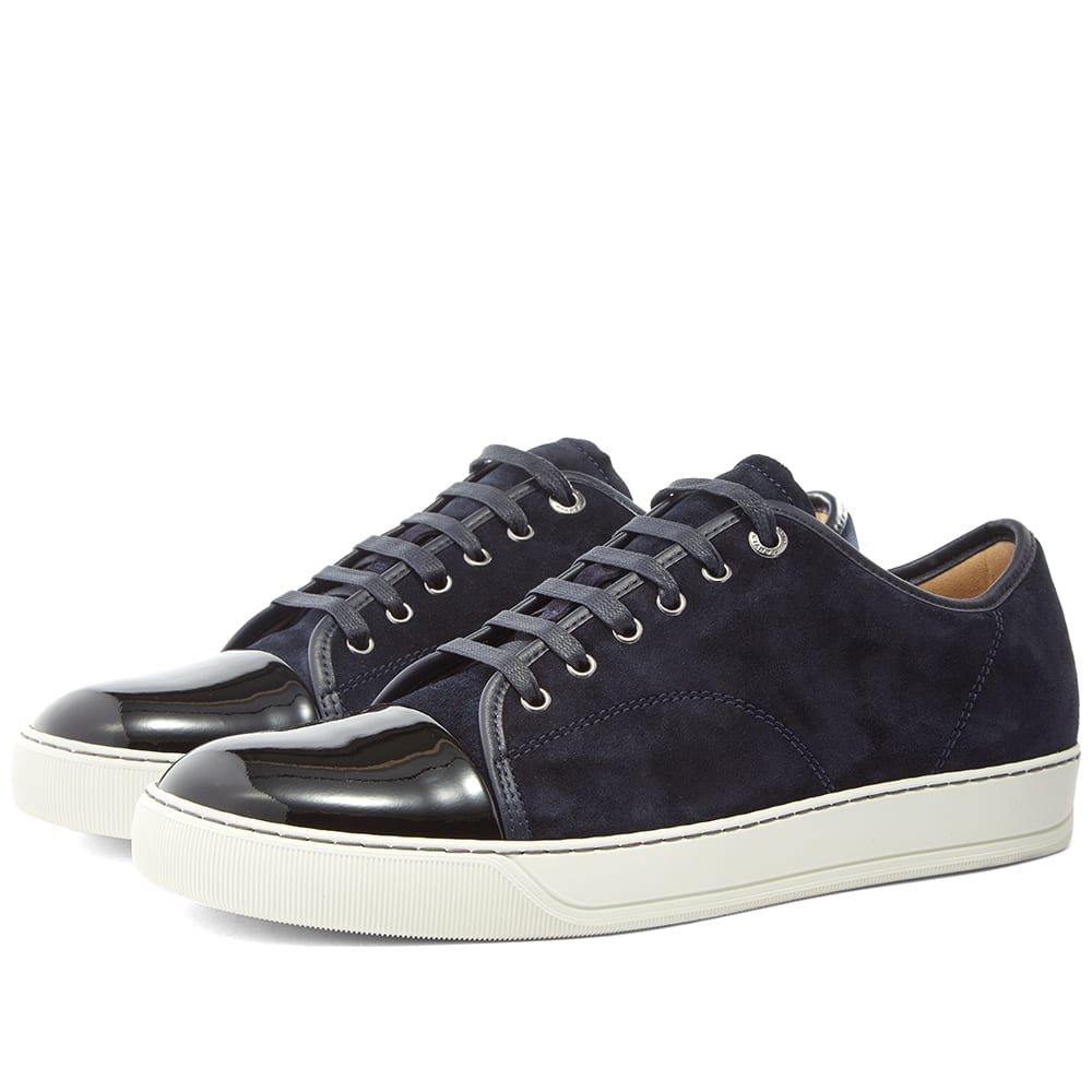 Lanvin Patent Toe Cap Low Sneaker UK 10.5 Navy & White Navy 