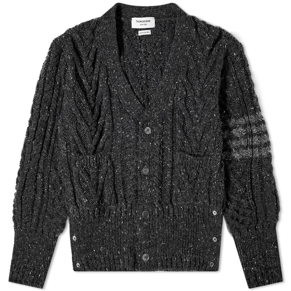 dark grey cable knit cardigan