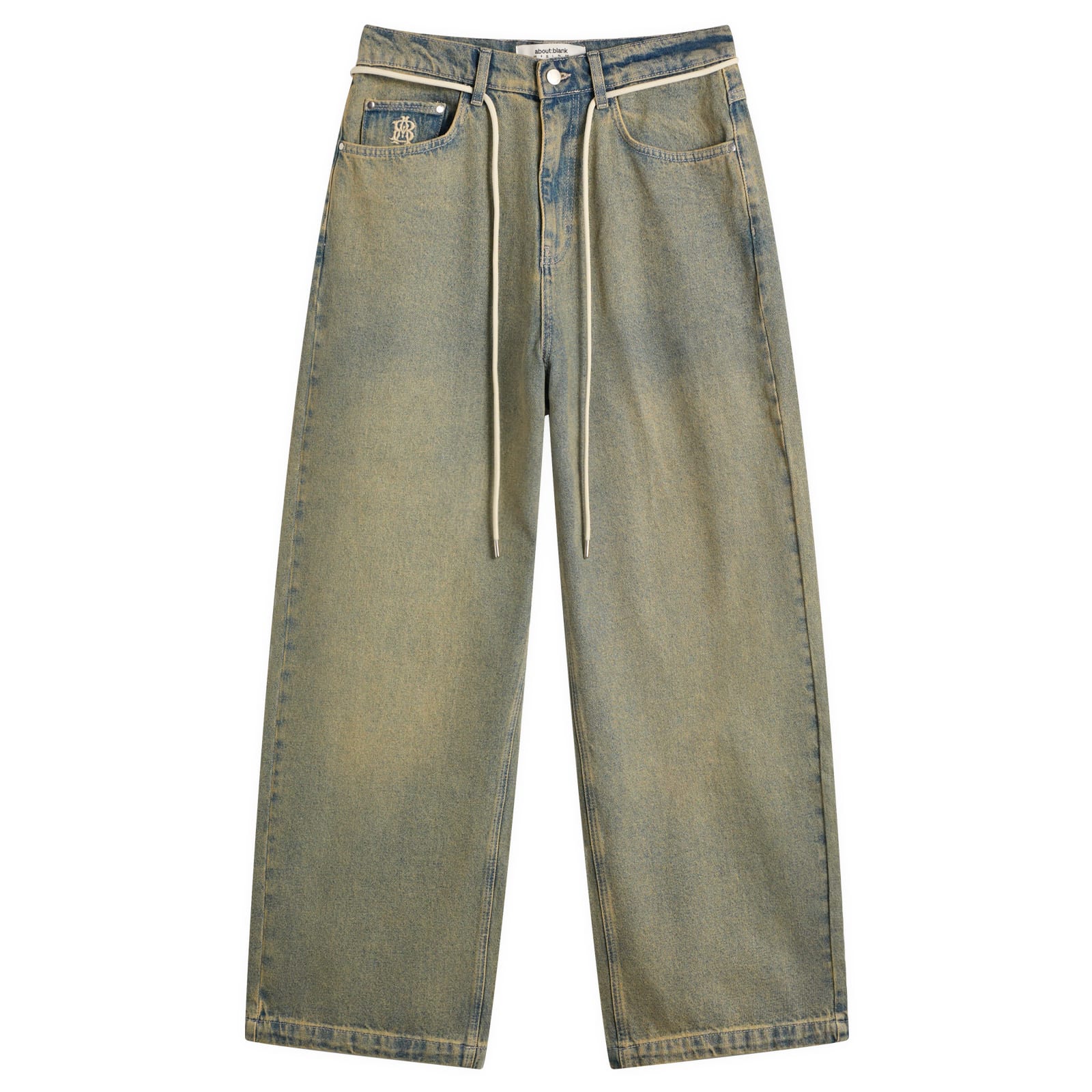 about:blank Men’s Wide Leg Denim Dirty Wash Blue