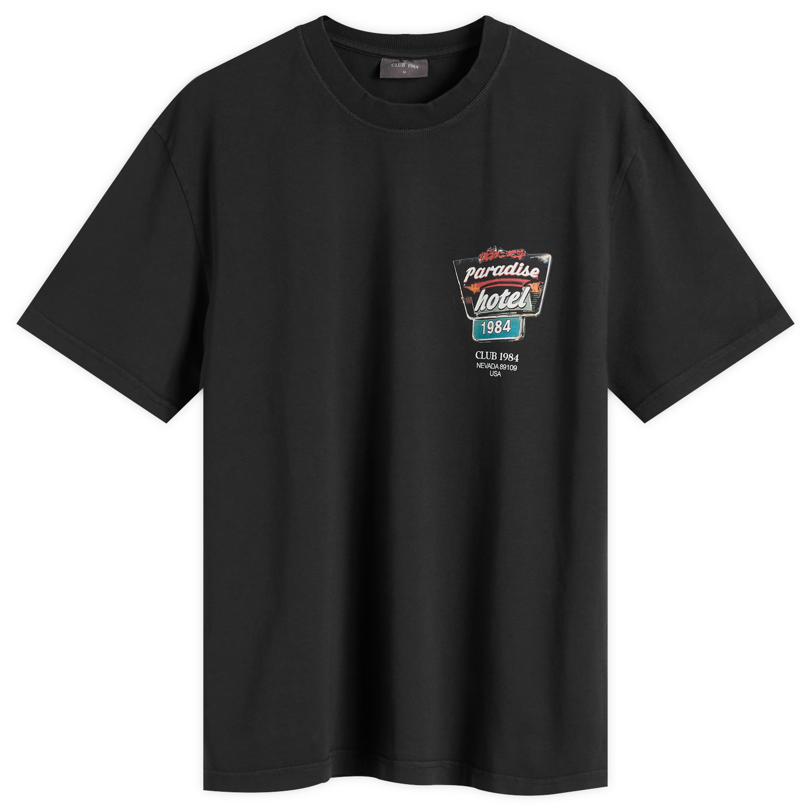 Club 1984 — Club 1984 Men's Paradise Hotel T-Shirt in Washed Black, Size Small